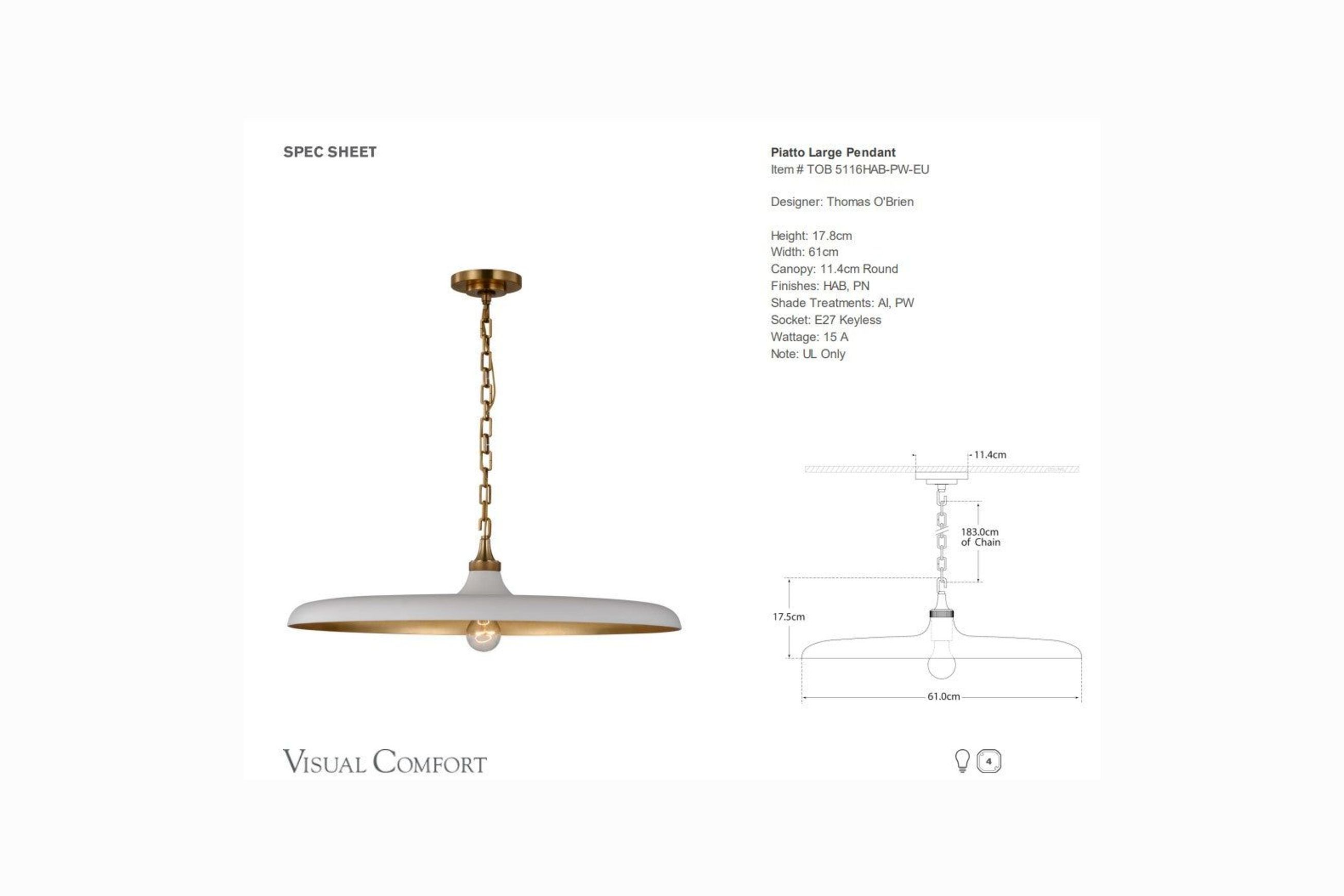 Visual Comfort Thomas O'Brien Piatto Large Pendant