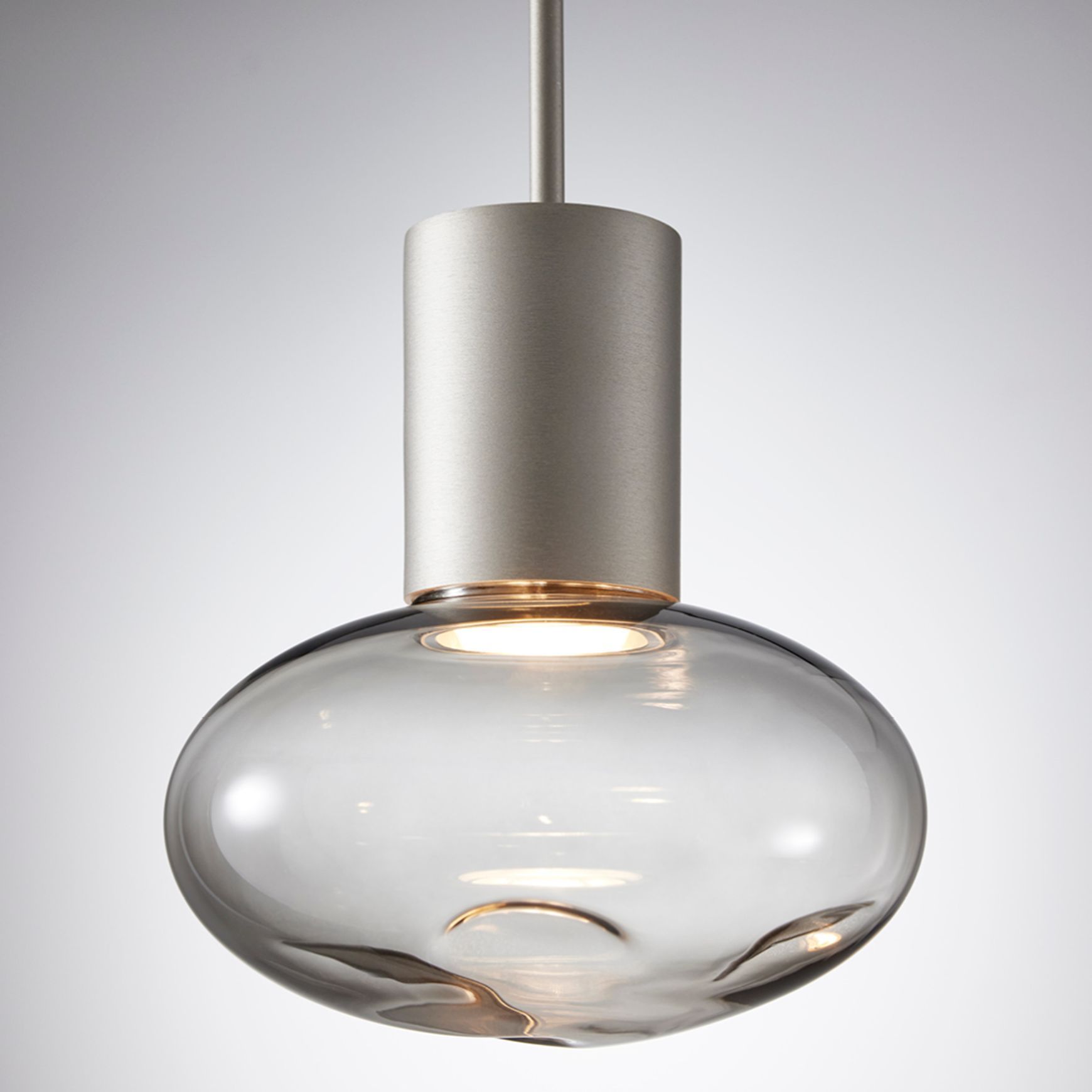 Rosetta Glass Pendant Light - 20cm in Brushed Platinum