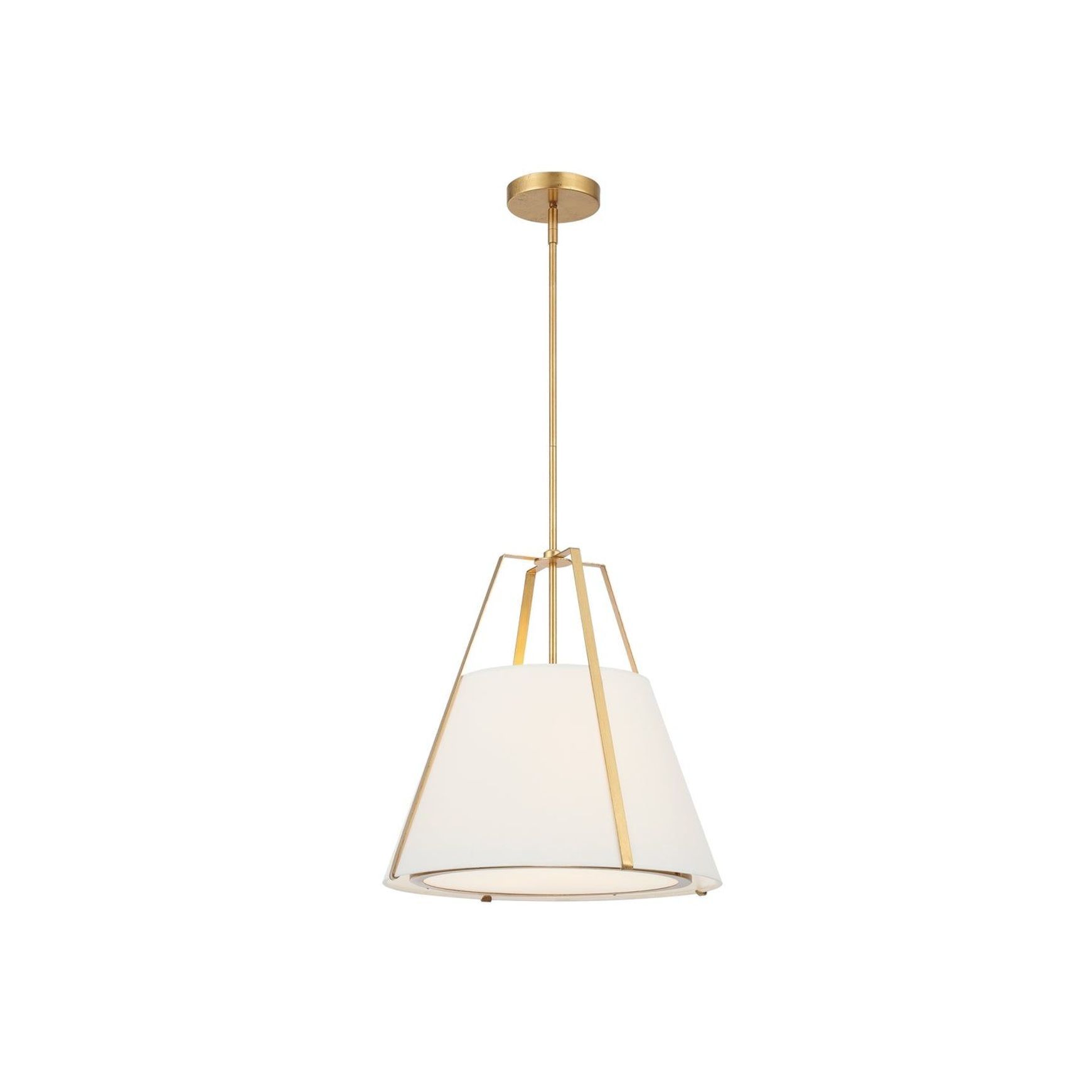 Madison 3 Light Pendant in Antique Gold & White