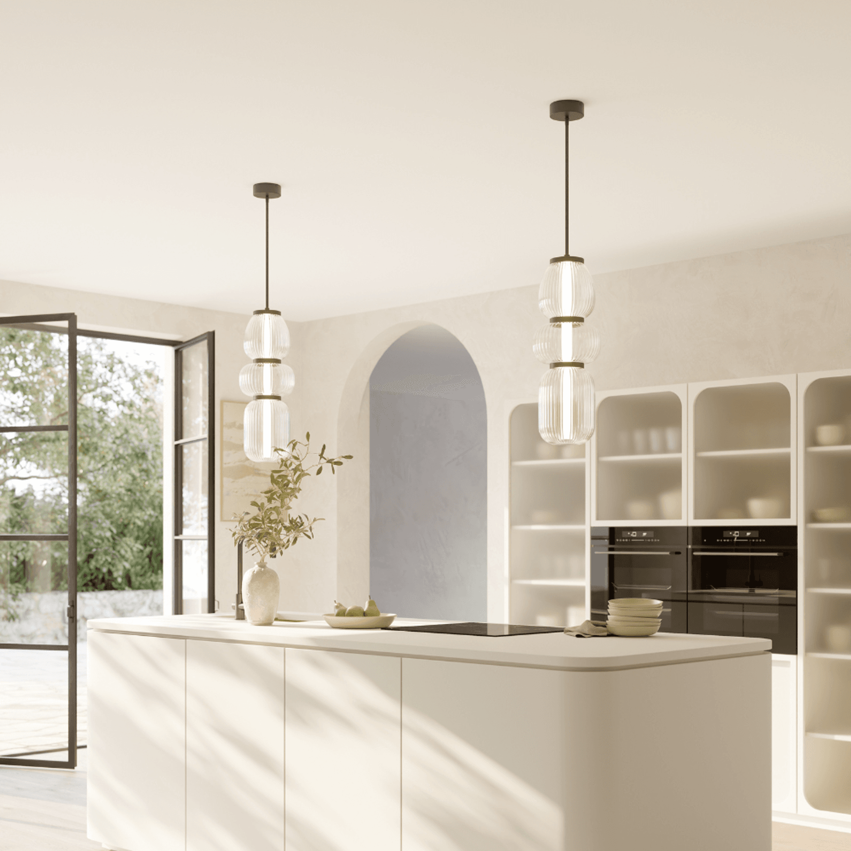 Layla 1 Light Mini Glass Pendant - Large in Matte Black