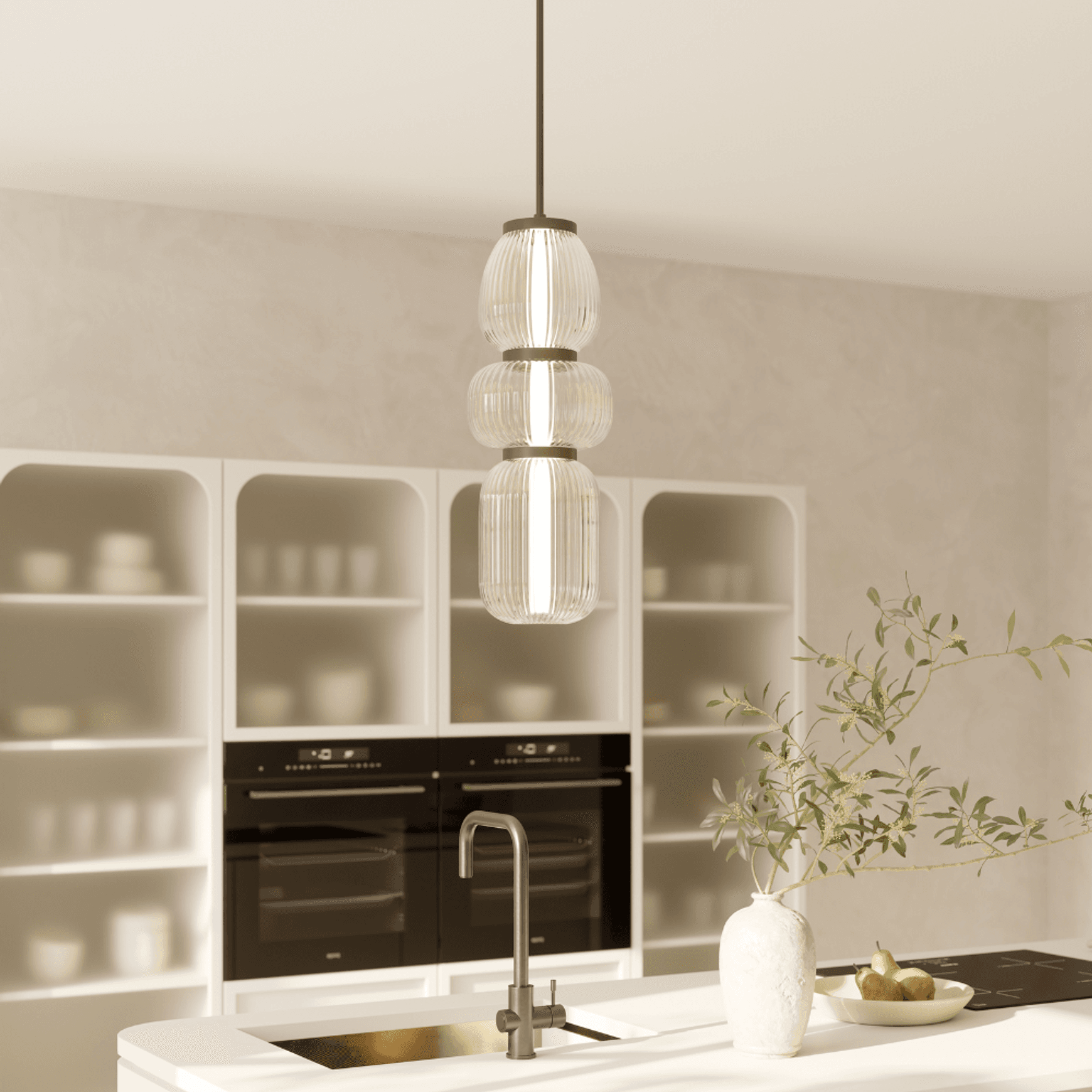 Layla 1 Light Mini Glass Pendant - Large in Matte Black
