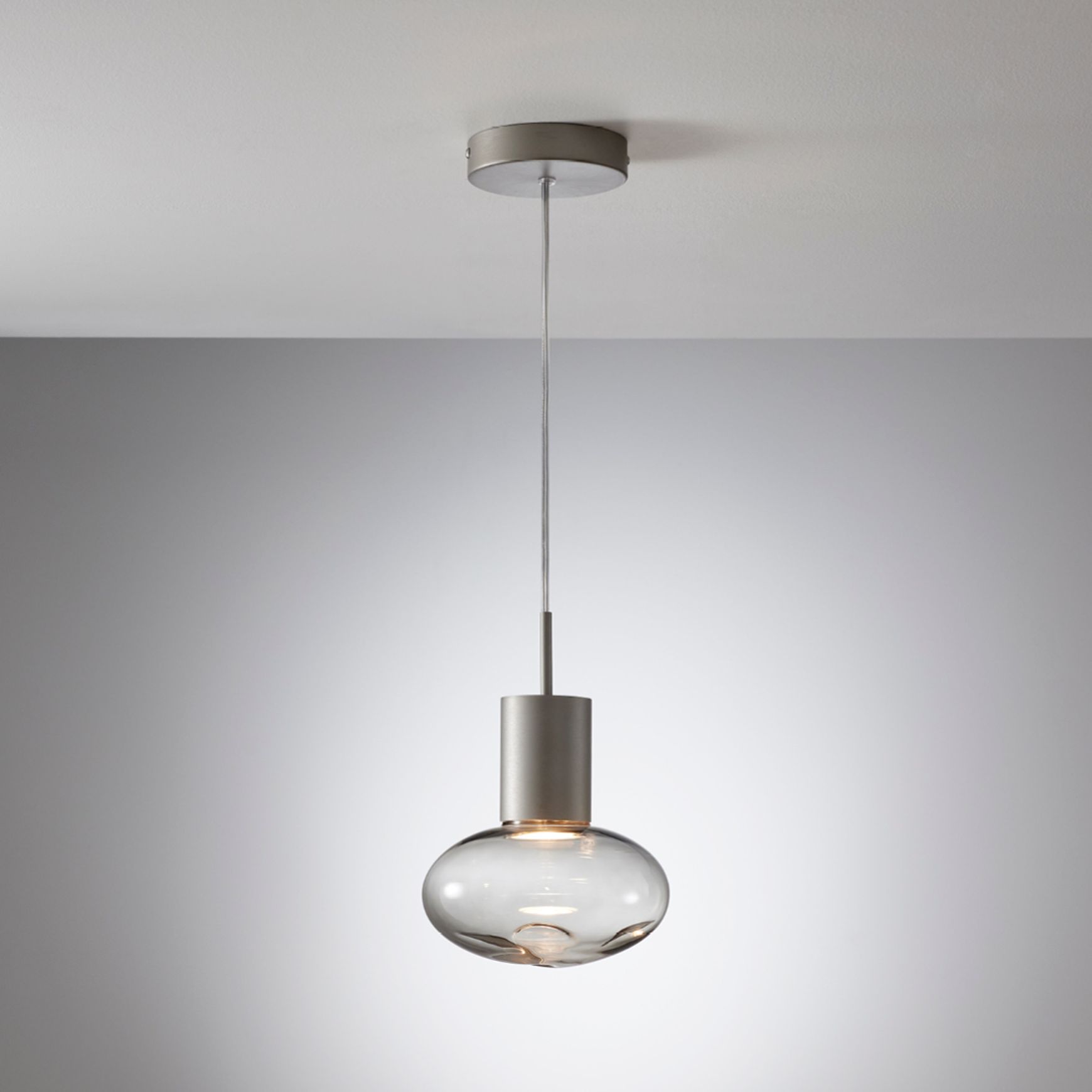 Rosetta Glass Pendant Light - 20cm in Brushed Platinum