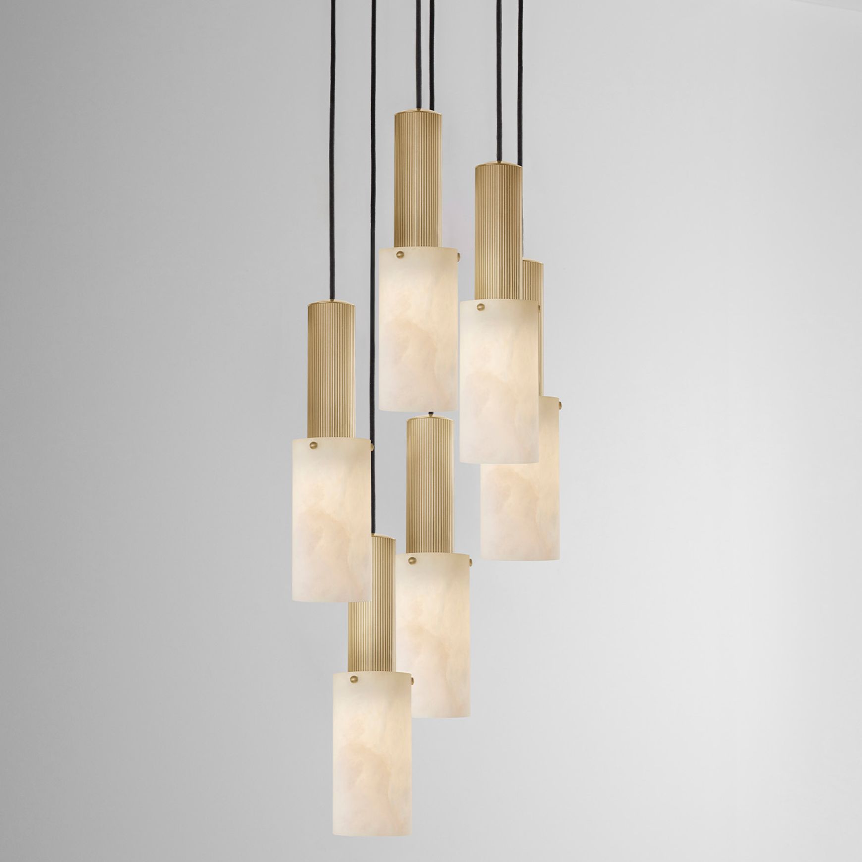 Flume Large Alabaster 6lt Pendant Light
