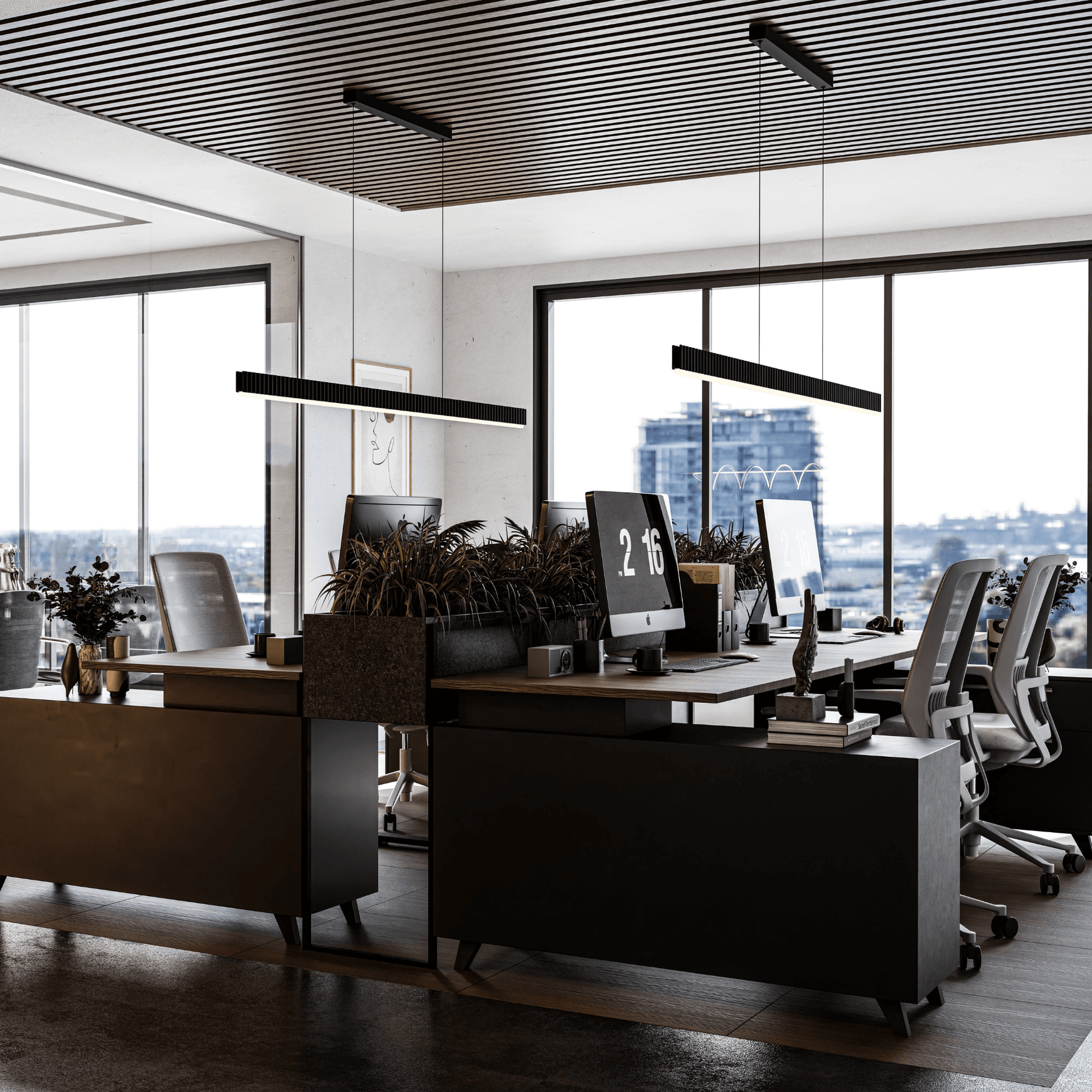 Prinia Linear Ribbed Pendant Light