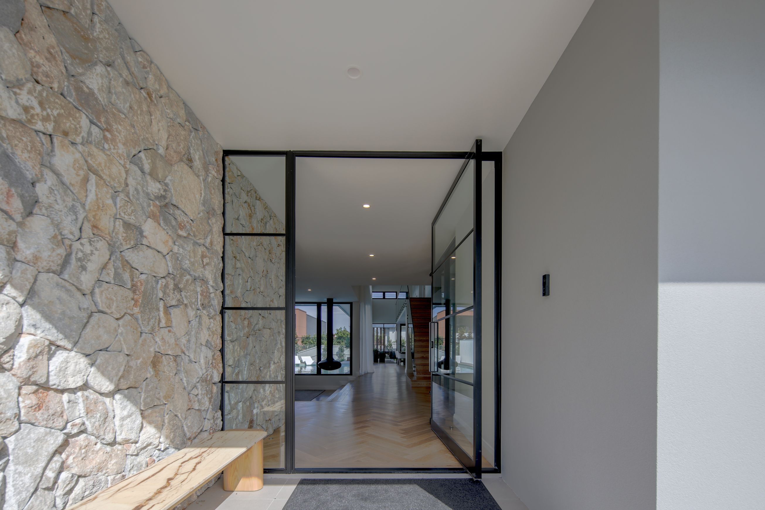 Steel Frame Glass Pivot Doors - Galvanised FPS50