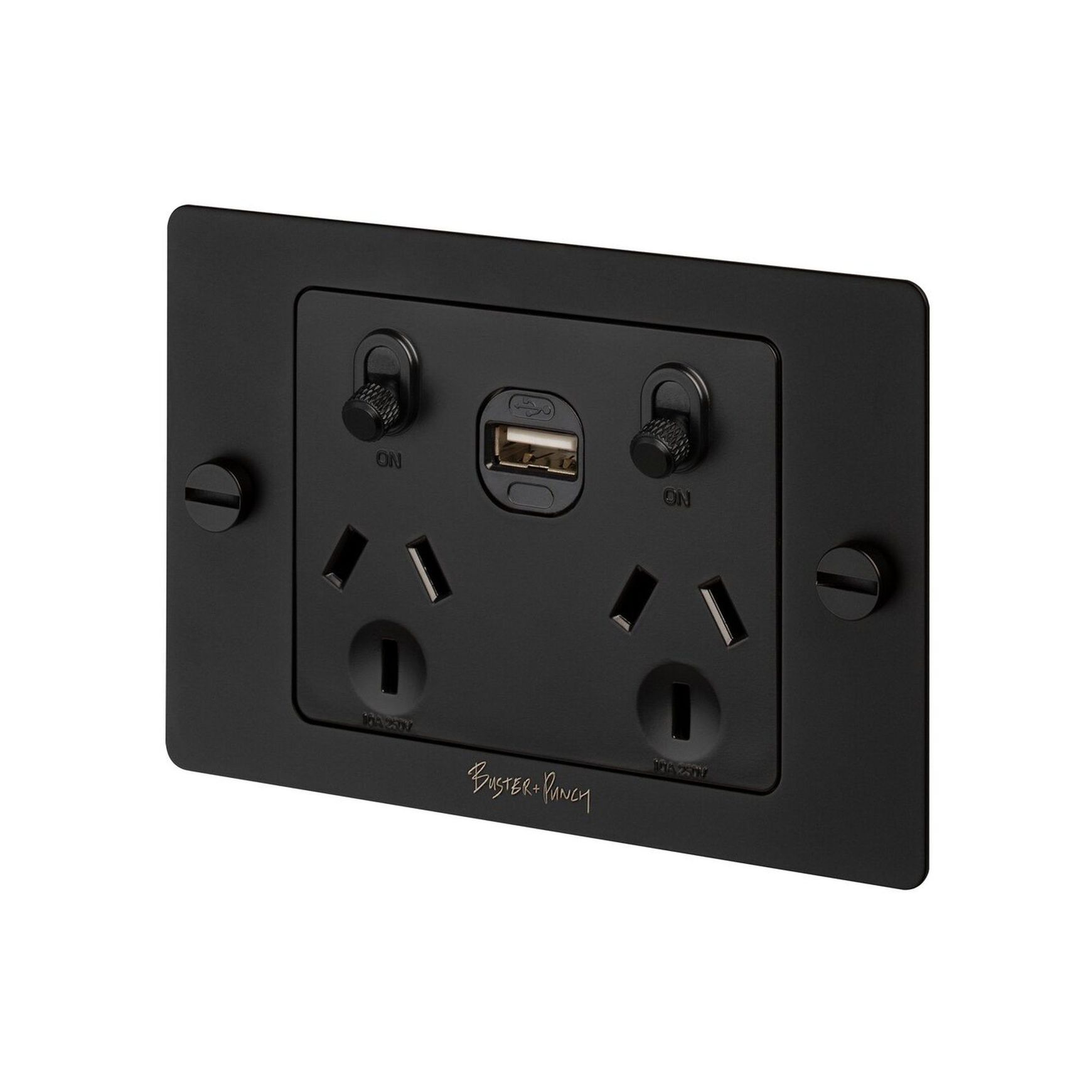 2 Gang GPO Socket Switch + Single USB A