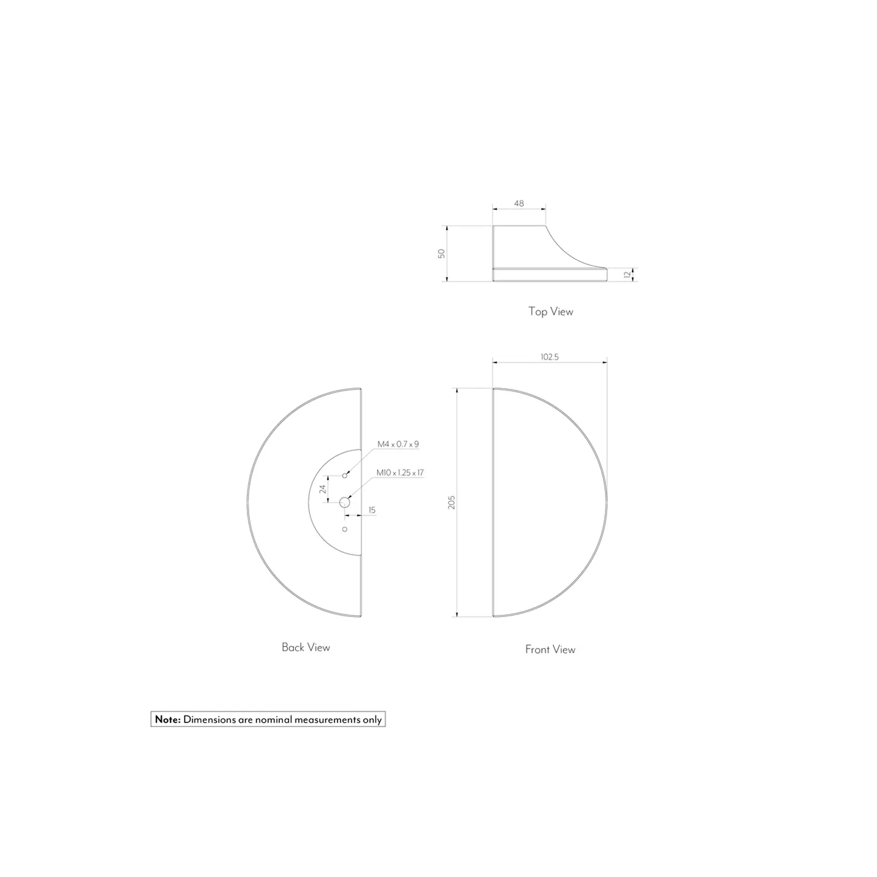 Atelis Concrete Half Moon Entry Door Pull (Single)