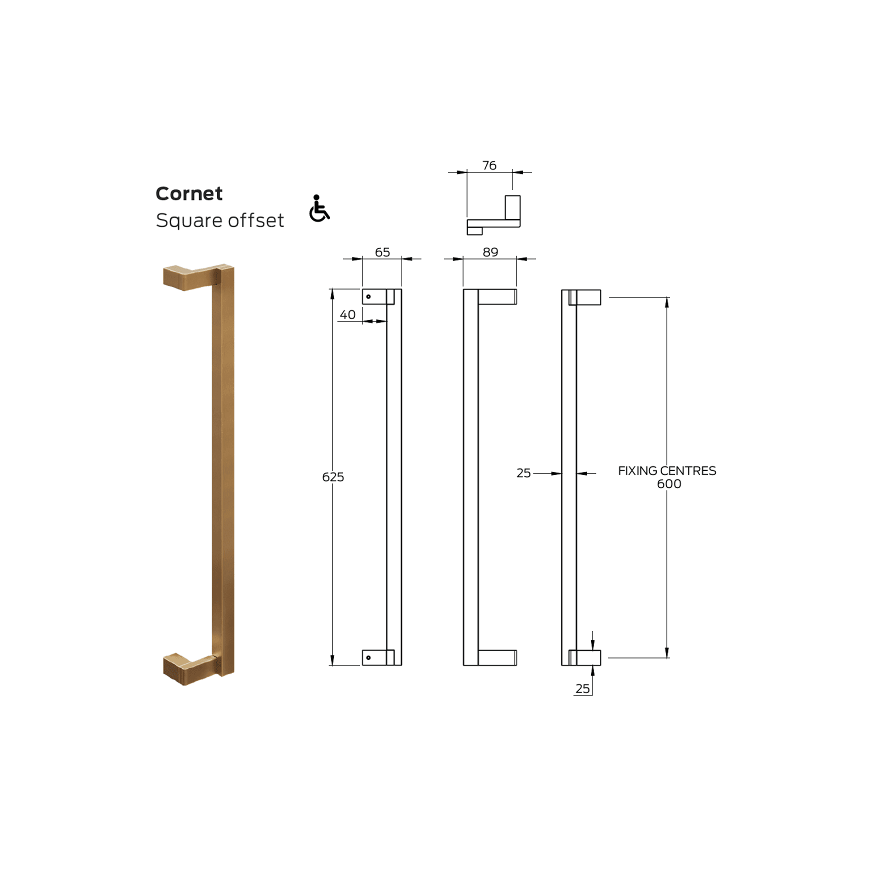 Legge 3800 Series Cornet Brass Pull Handle