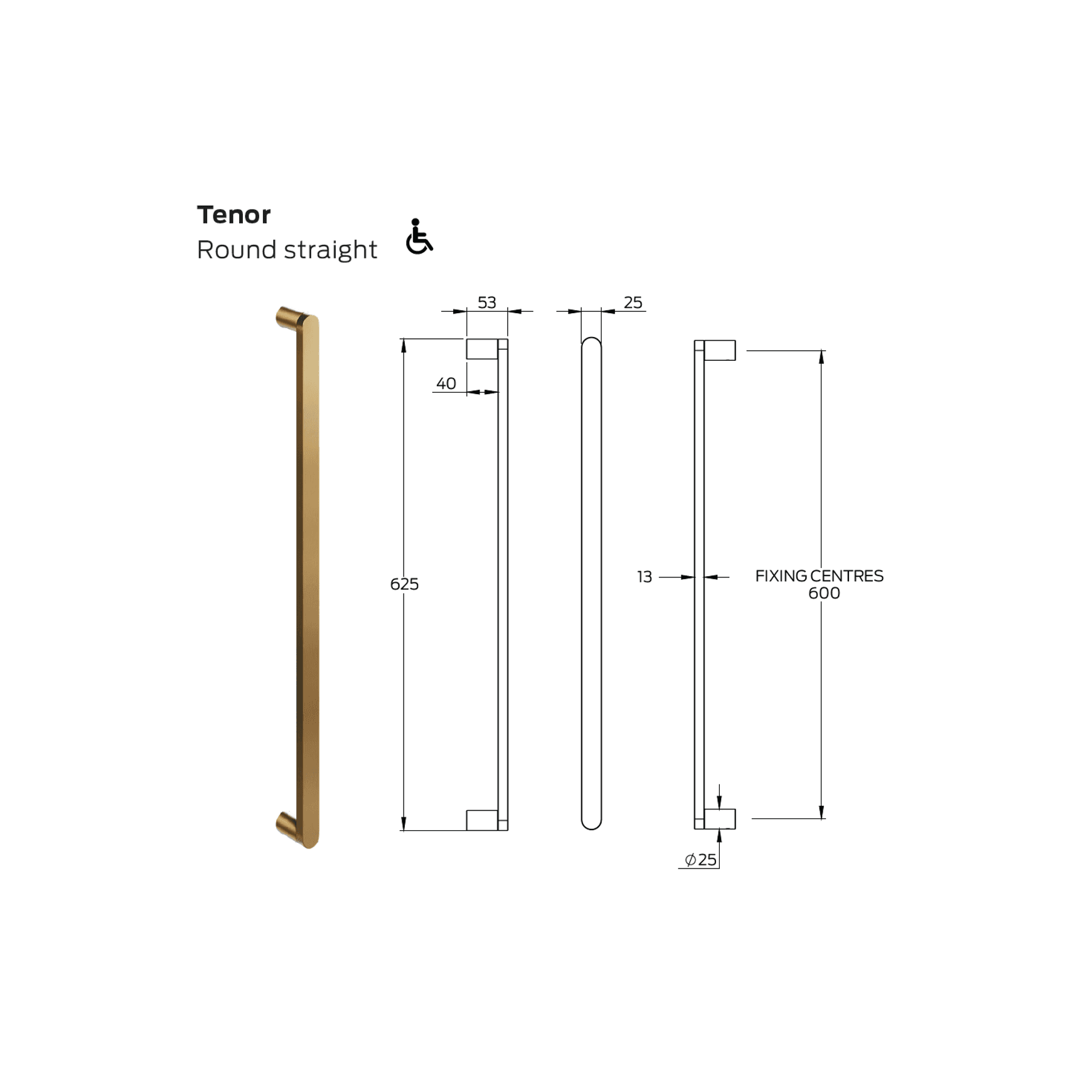 Legge 3800 Series Tenor Brass Pull Handle