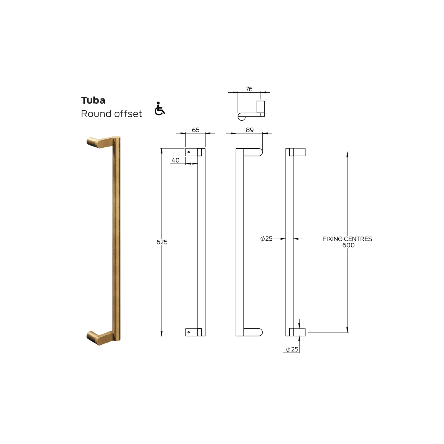 Legge 3800 Series Tuba Brass Pull Handle