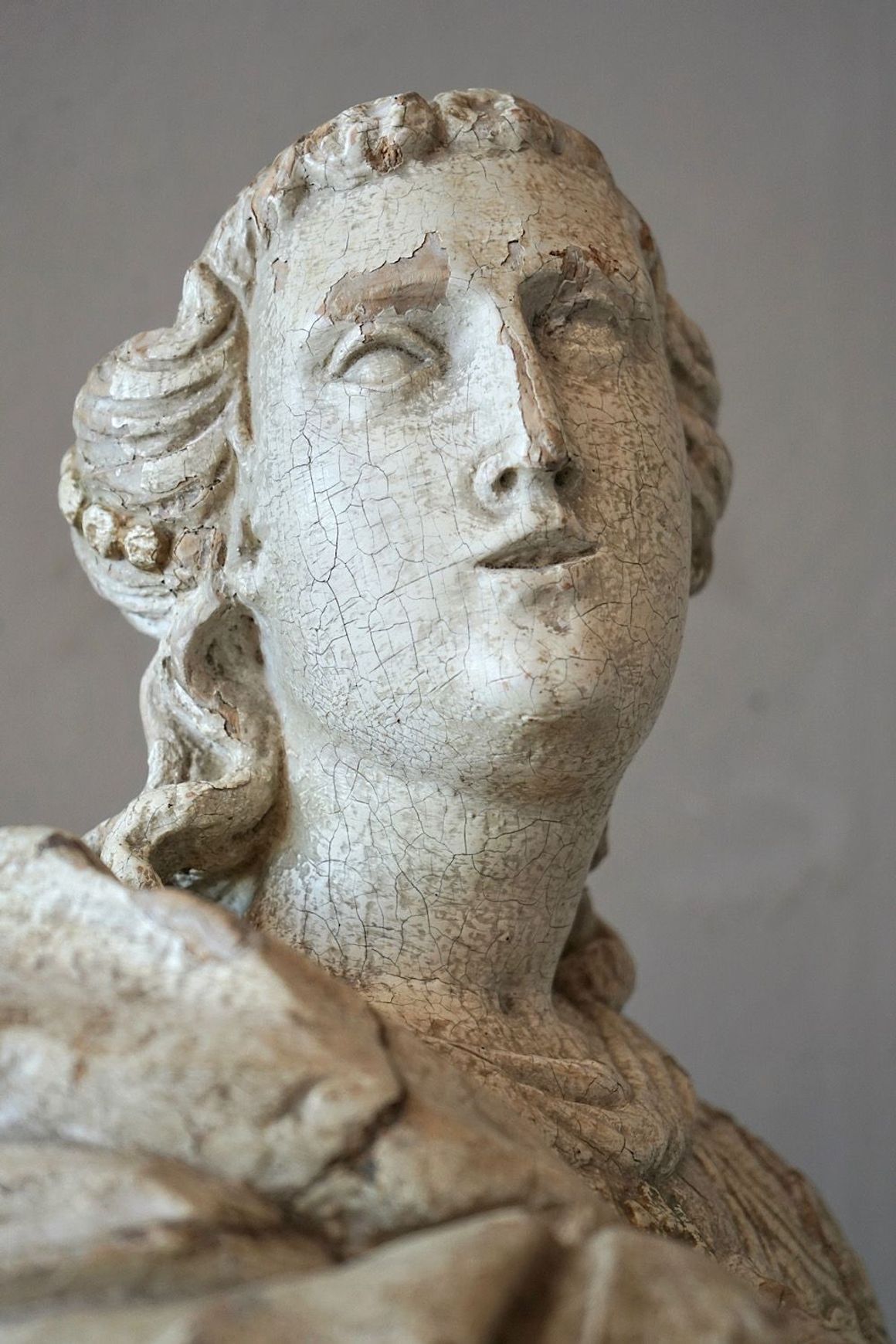 Antique French Carved Statue of a Saint