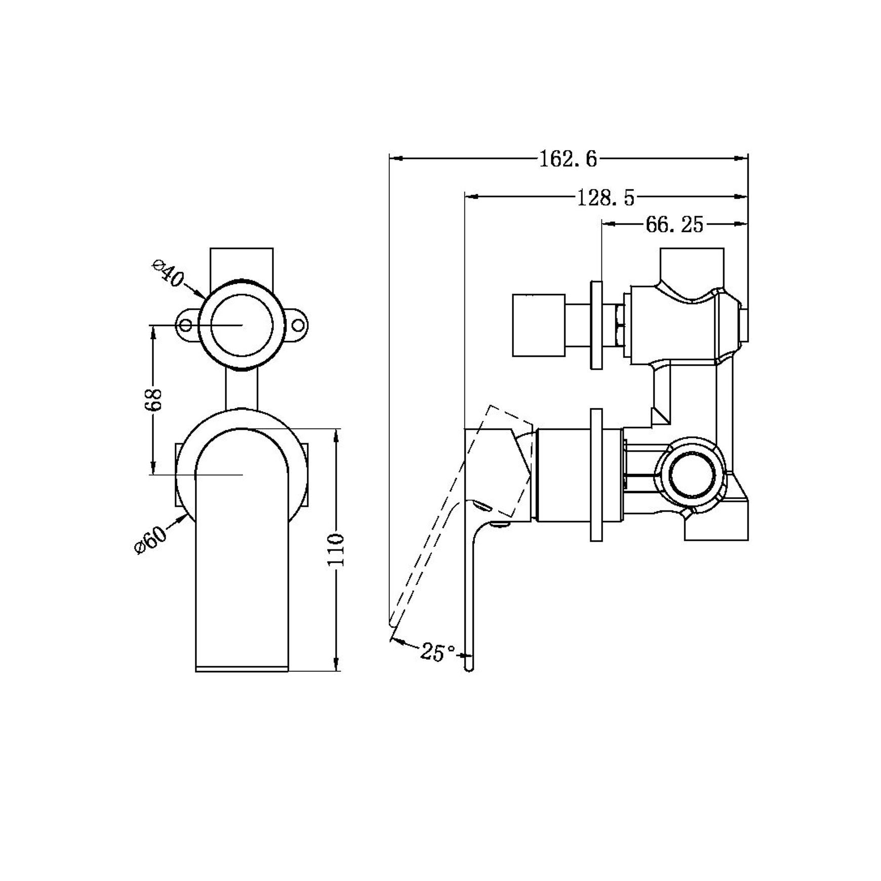 Bianca Shower Mixer & Divertor Back Plate | Matte Black