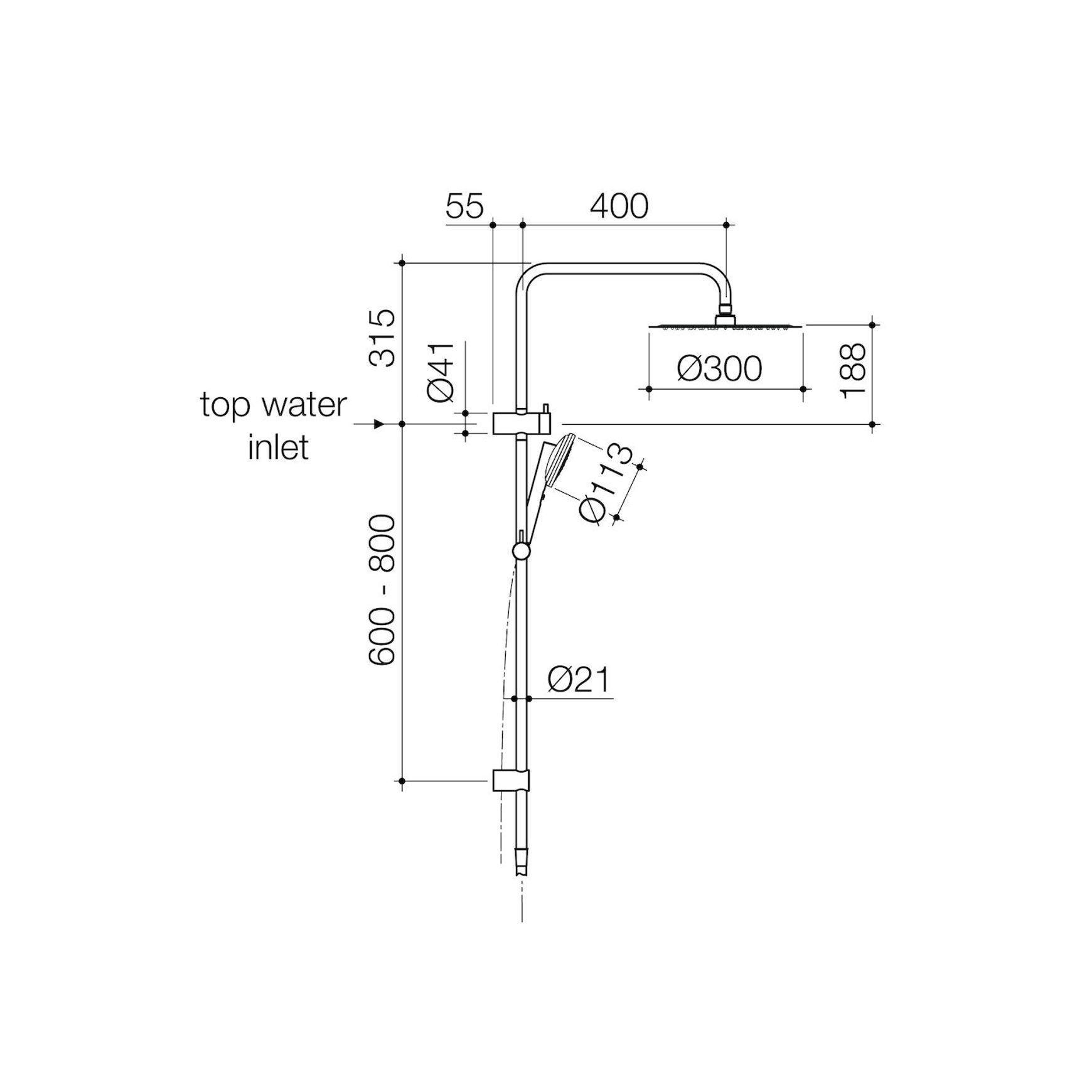 Urbane II Rail Shower with 300mm Overhead