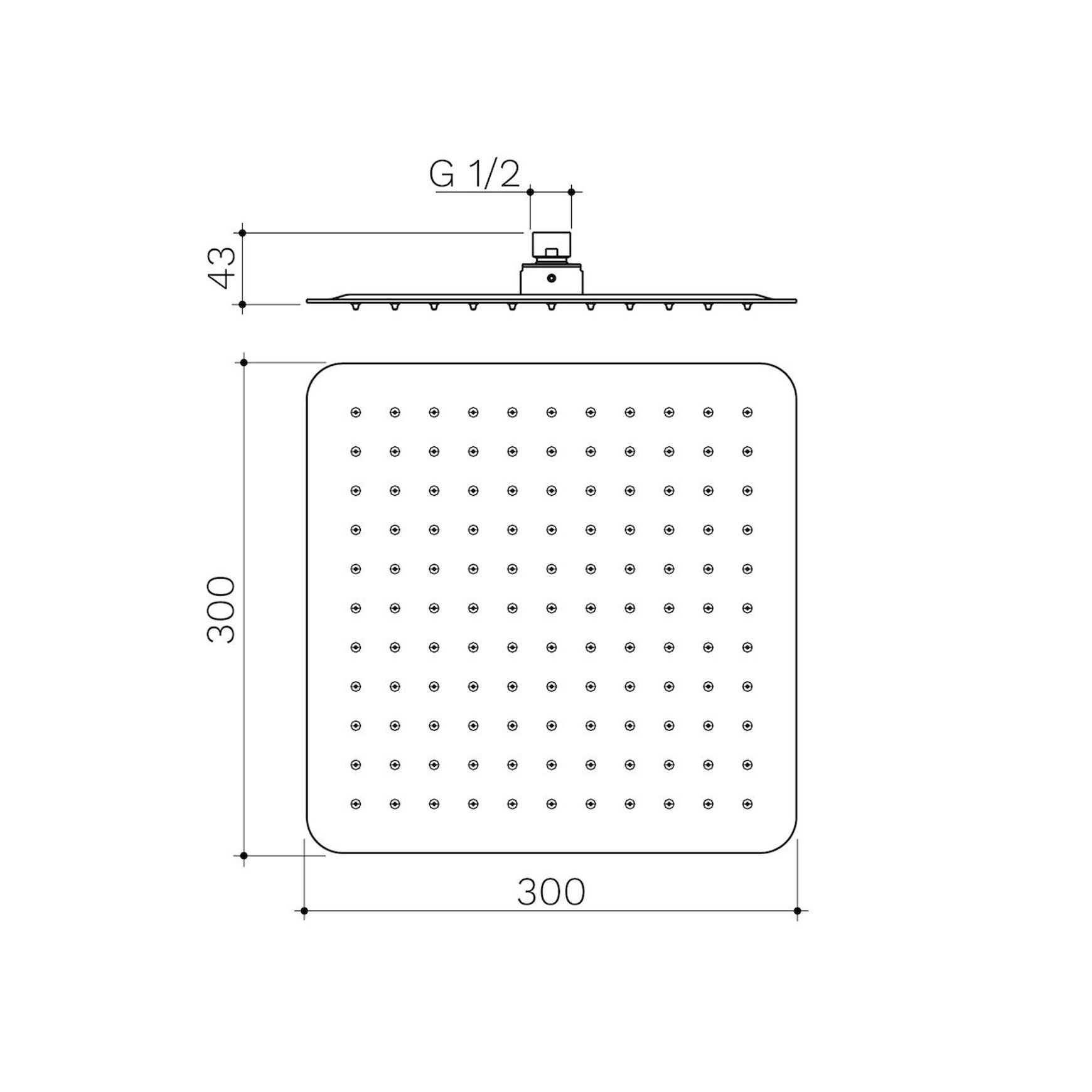 Urbane II Rain Shower Head 300mm Square