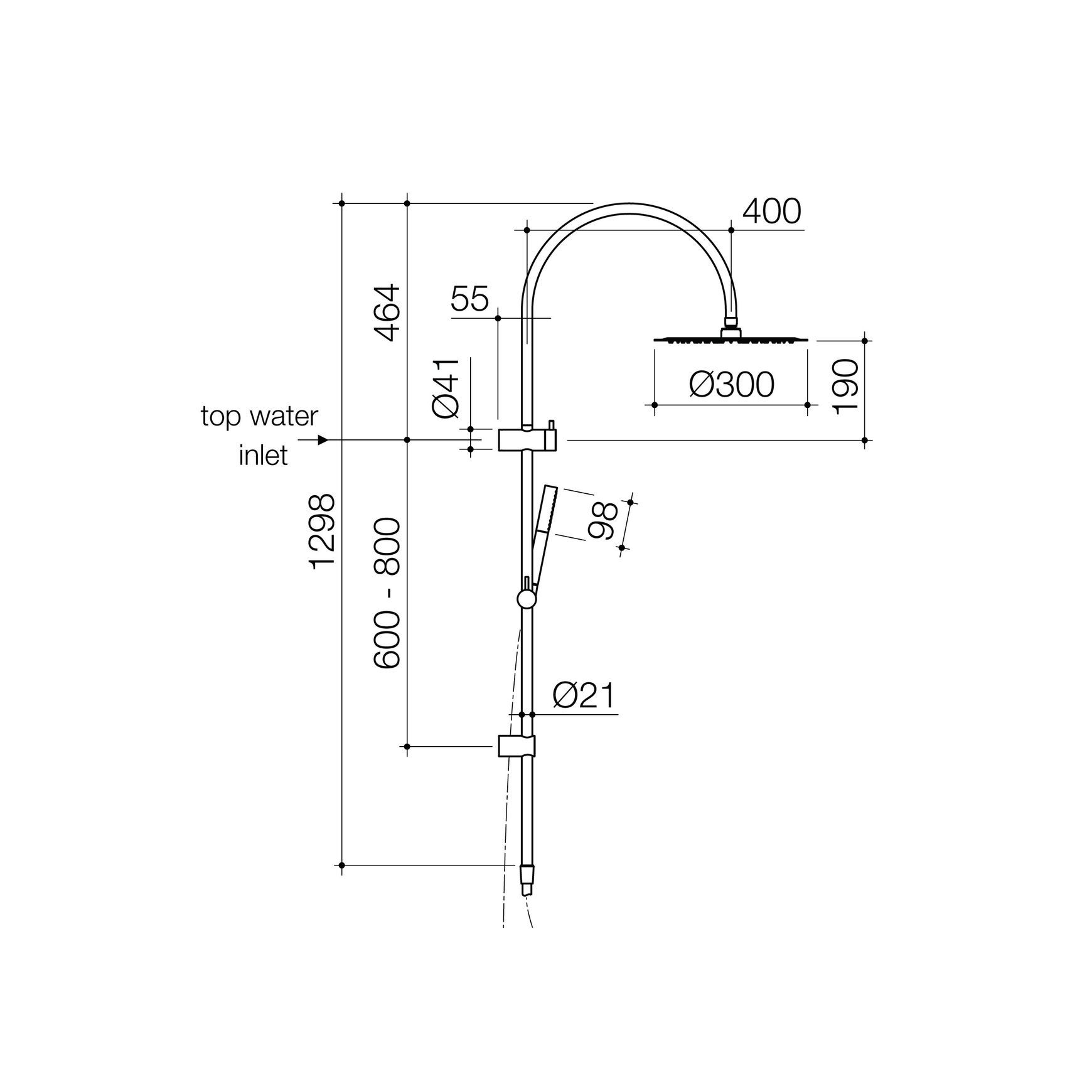 Liano II Microphone Rail Shower with Overhead