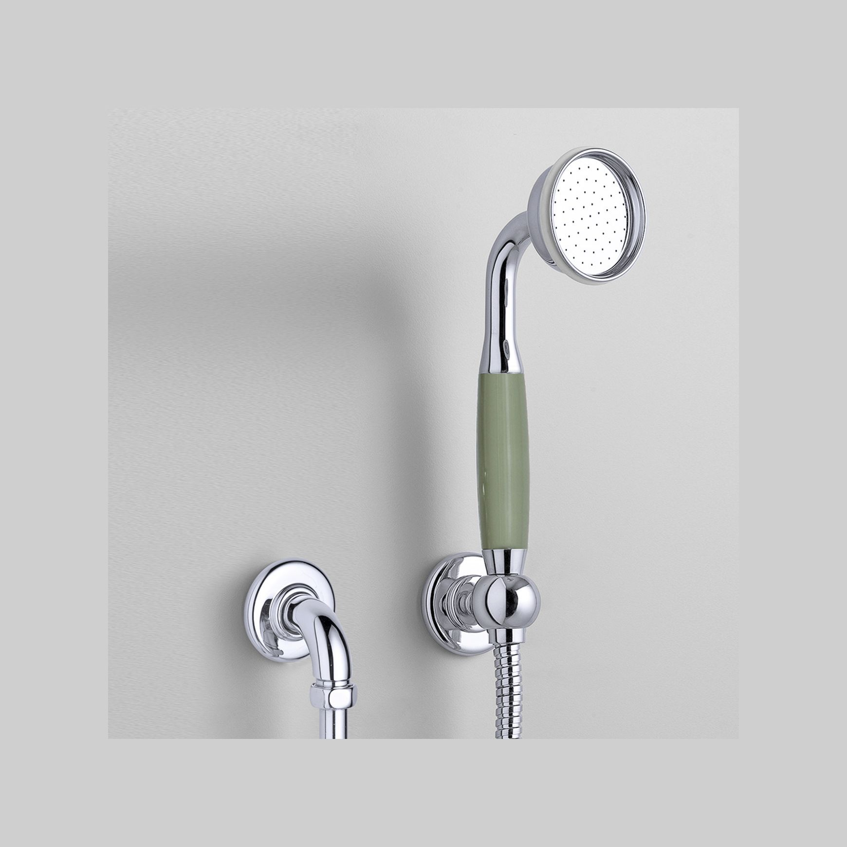 The Water Monopoly - Rockwell Straight Handshower On Hose With Wall Outlet, Parking Bracket & Metal/Coloured Shower Handle
