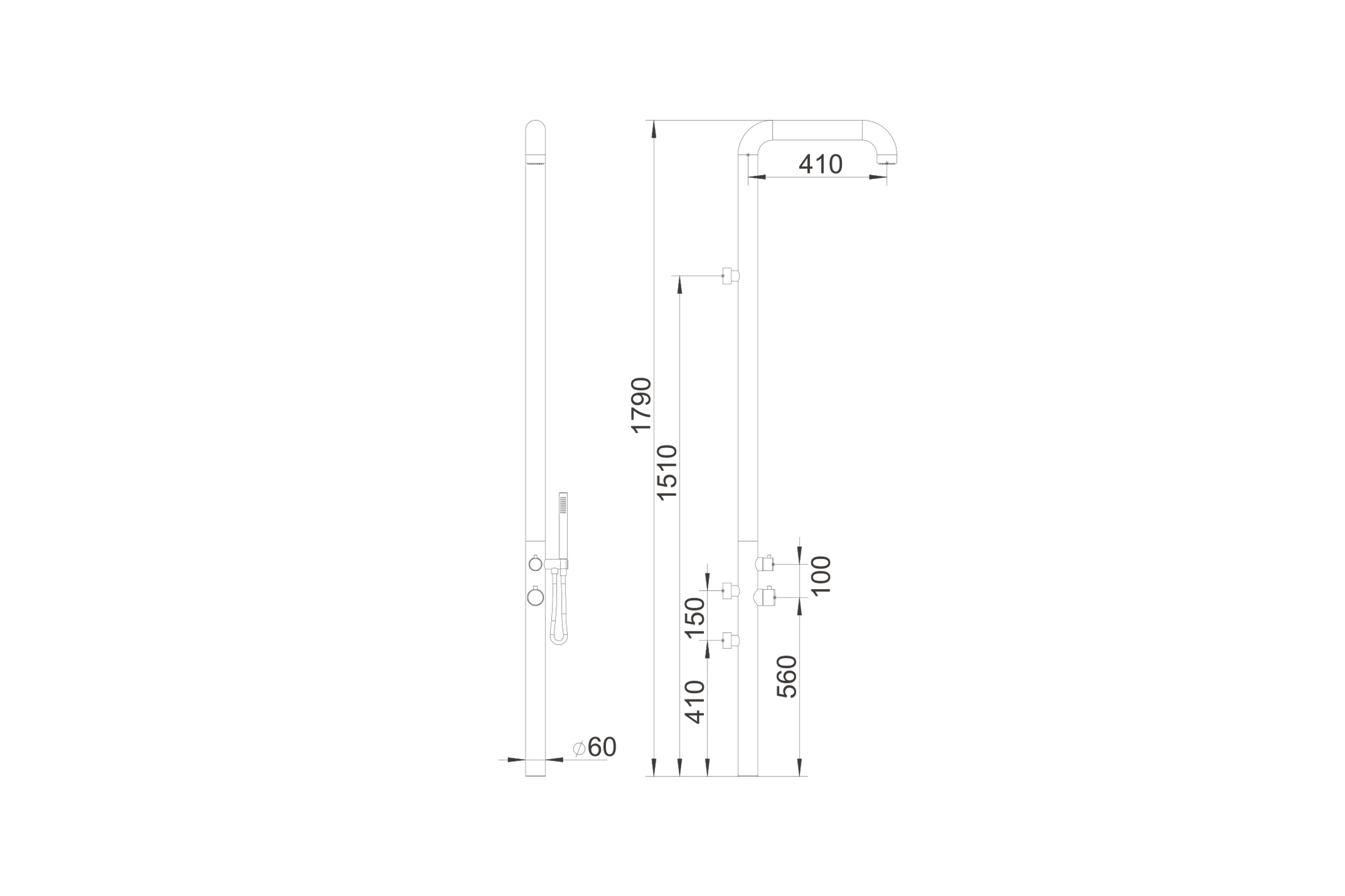 Pacific Outdoor Shower Tower Brushed Gold