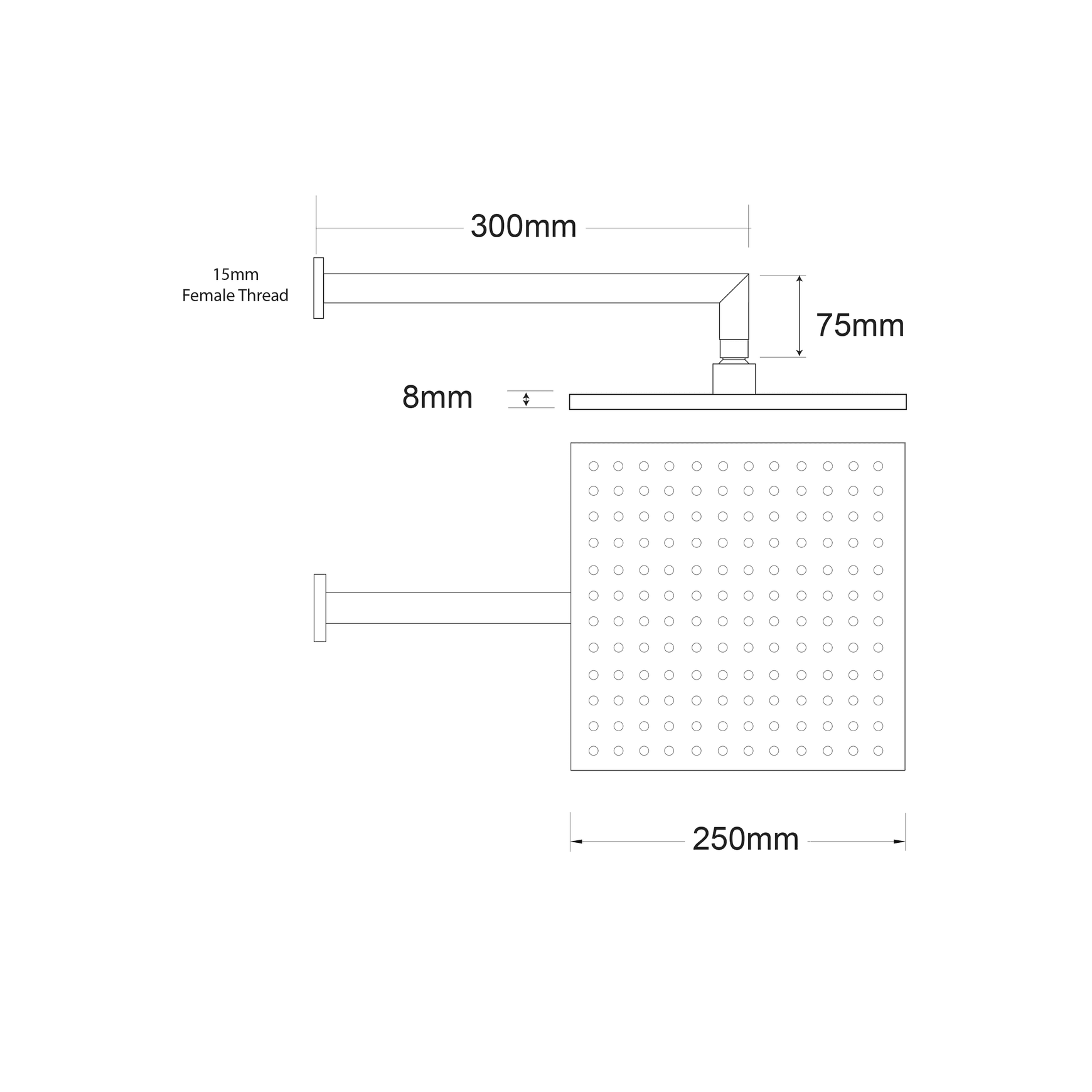 Voda Wall Mounted Shower Drencher Square