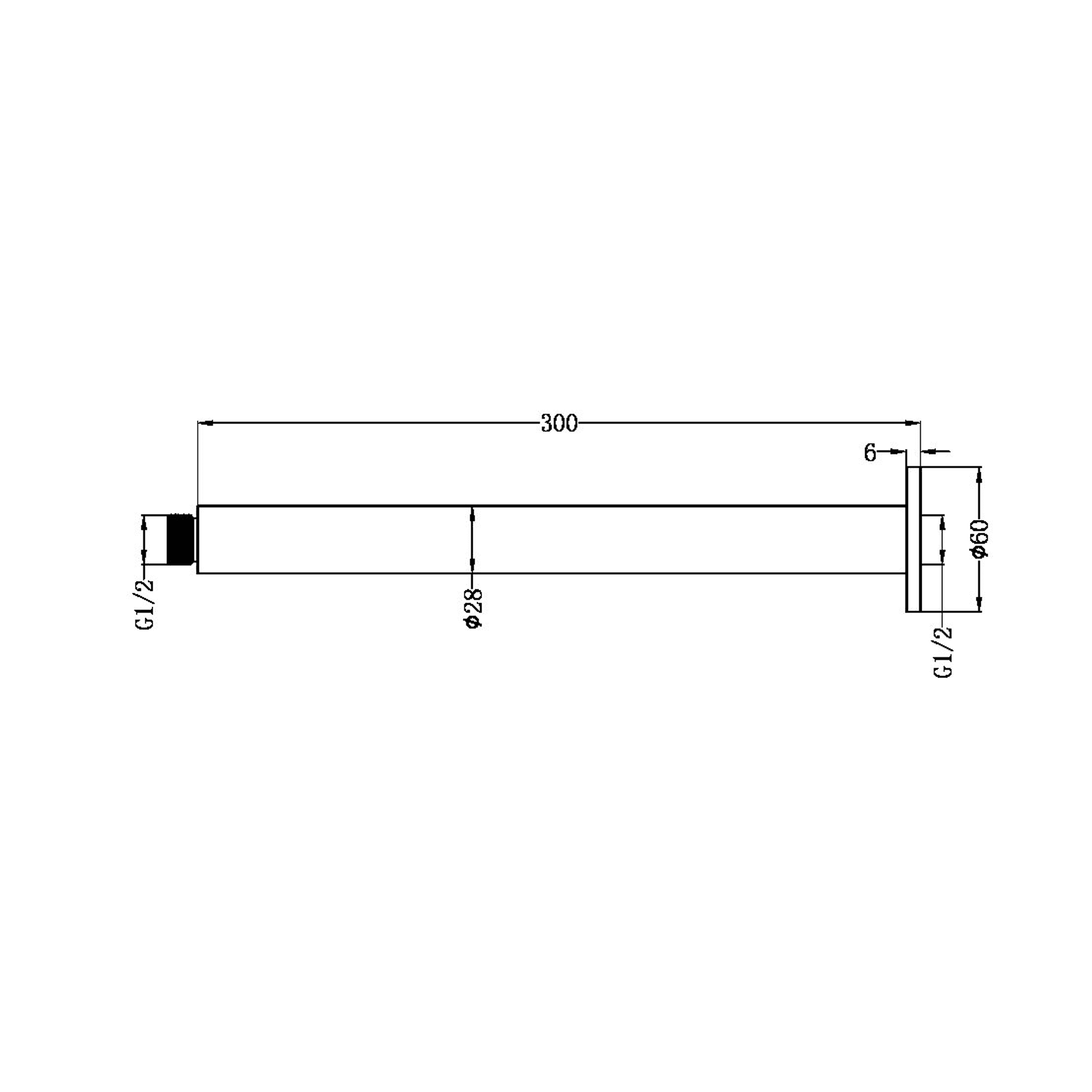Zen SS316L Round Ceiling Arm 300mm Length | Graphite