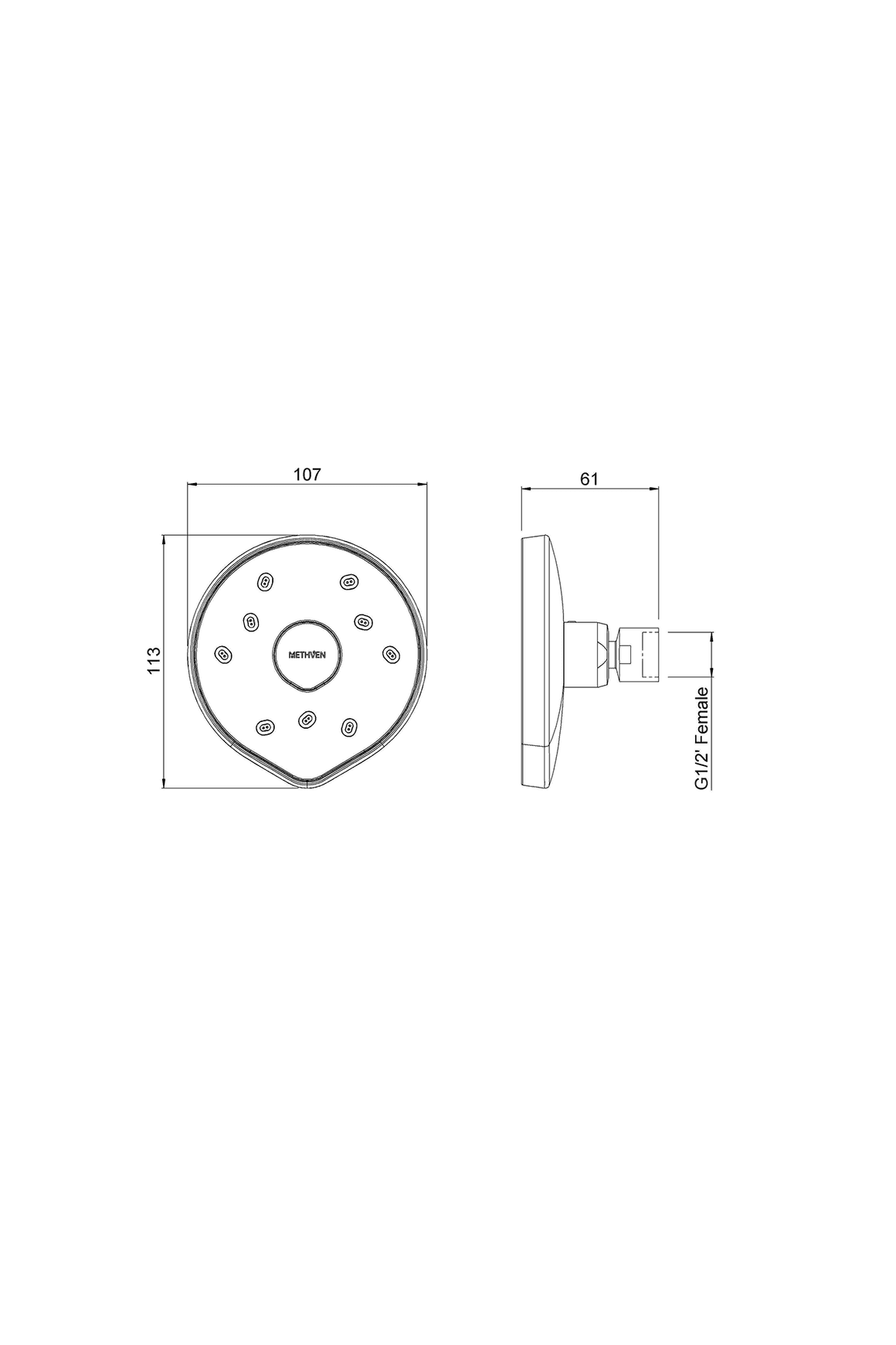 Kiri MKII Low Flow Wall Shower Rose