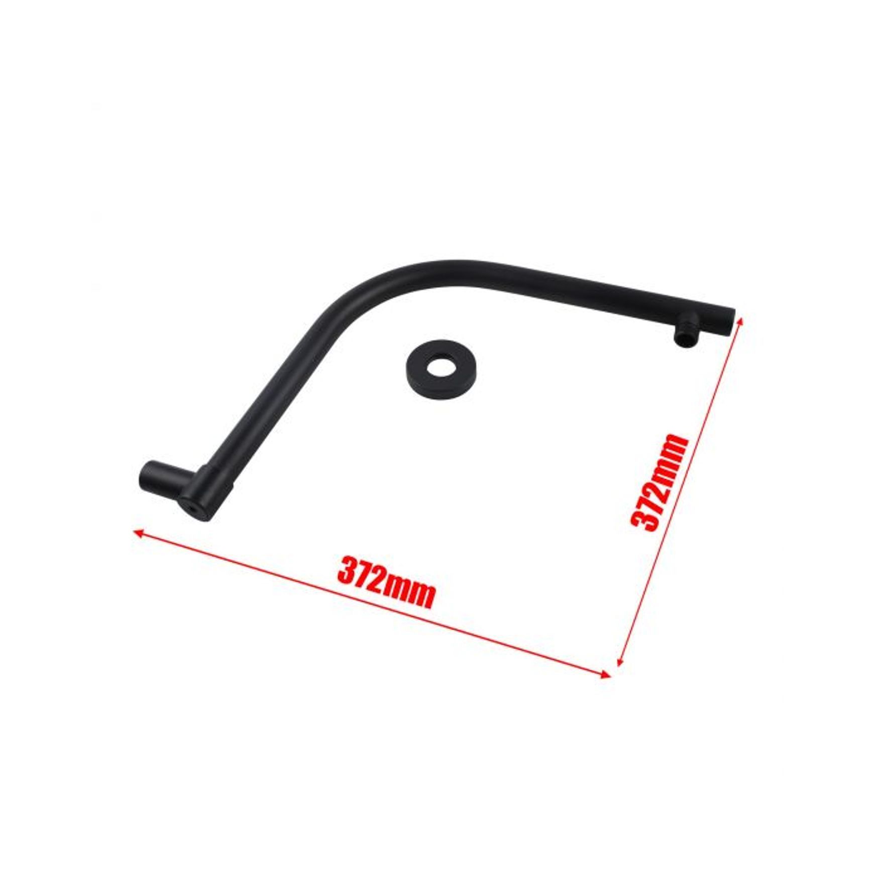 Gooseneck Square Shower Arm Matte Black