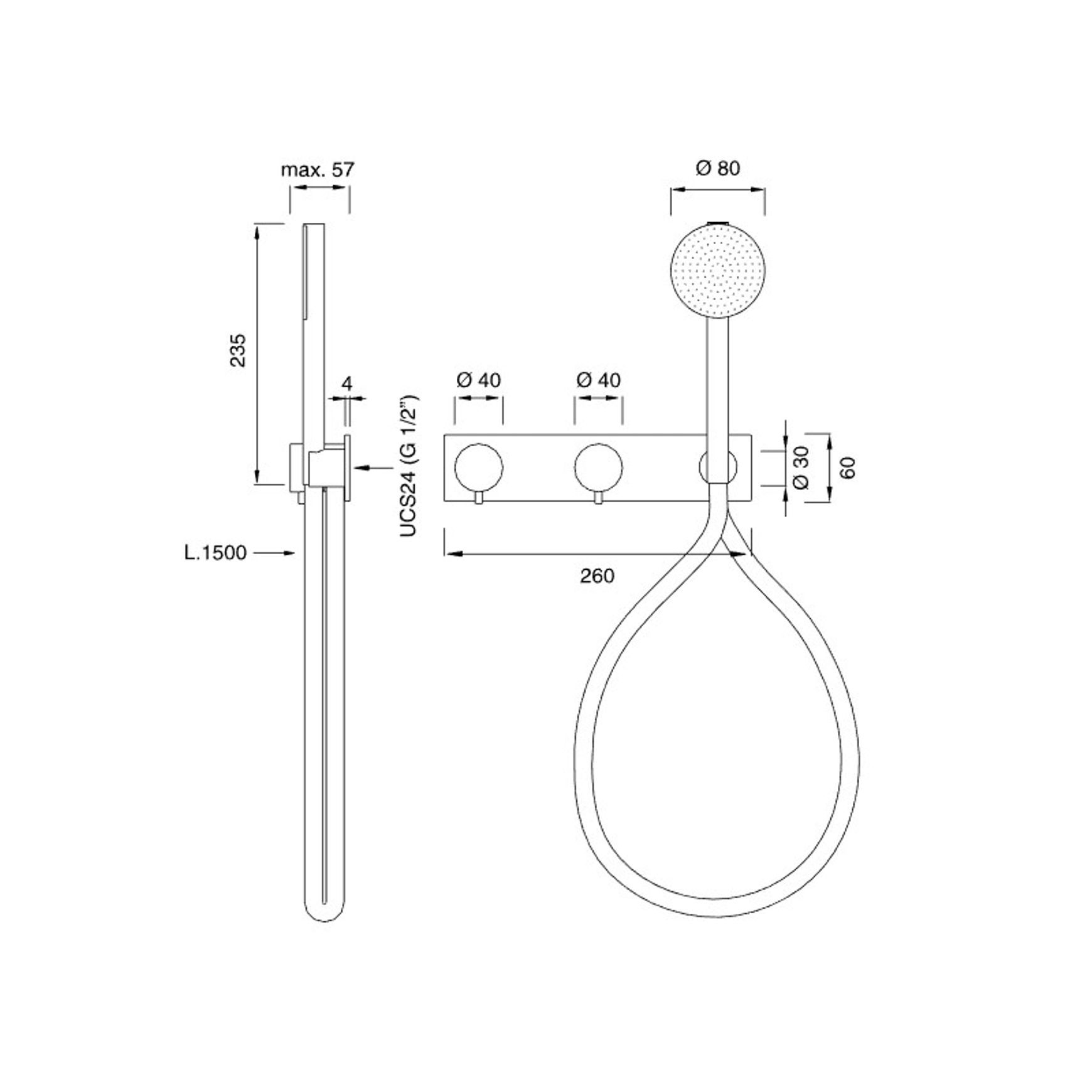 MILO 360 Wall Mounted Mixer 2 Way Bathtub/Shower by CEA