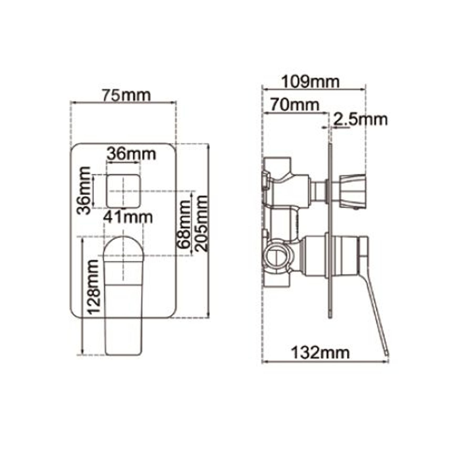 Rushy Wall Mixer with Diverter Gun Metal Grey