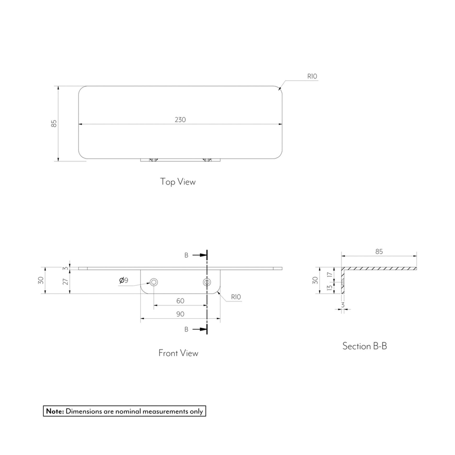 Vaada Shower Shelf 230mm - Brushed Gunmetal