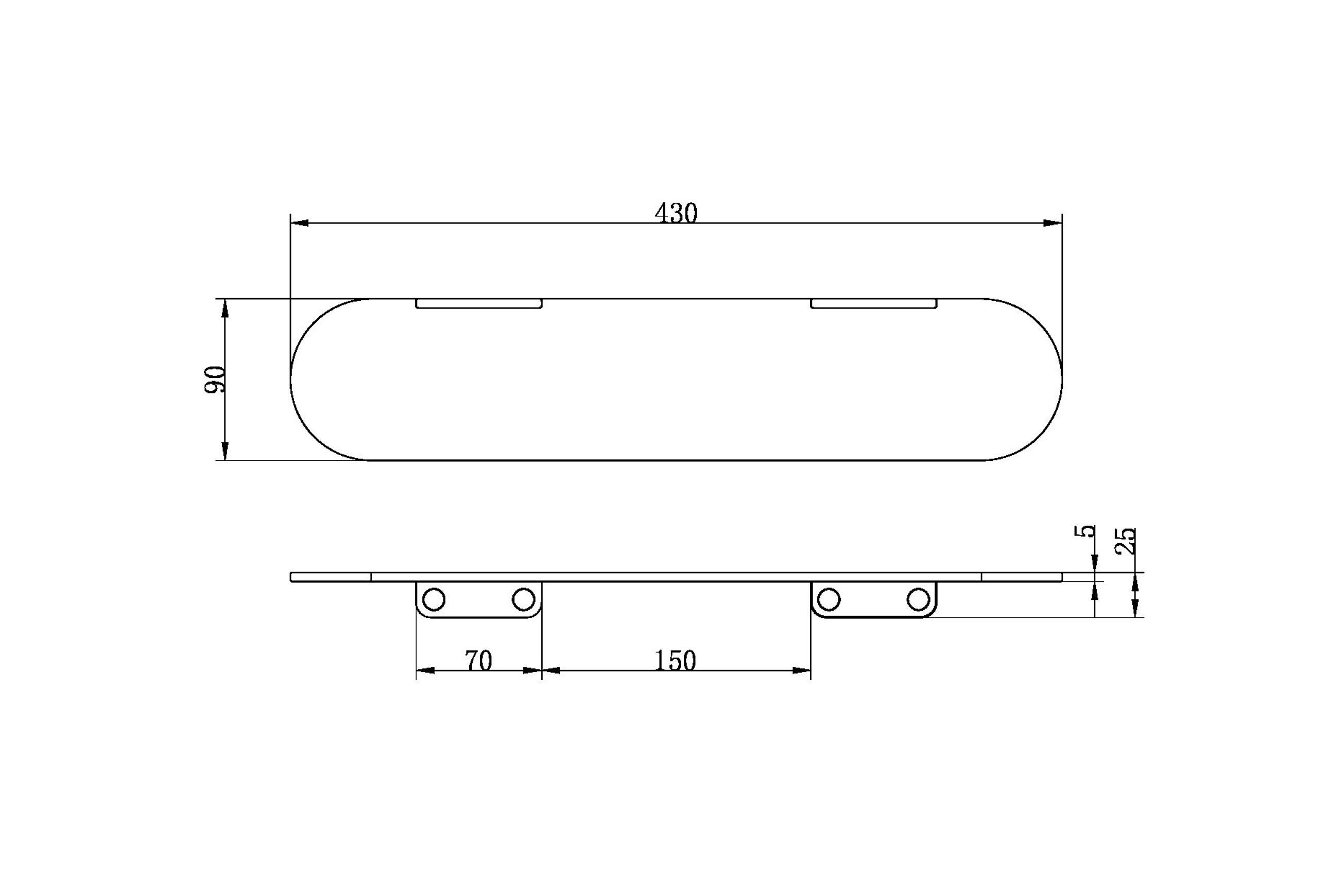 Zen SS316L Metal Shower Shelf | Brushed Gold dimensions