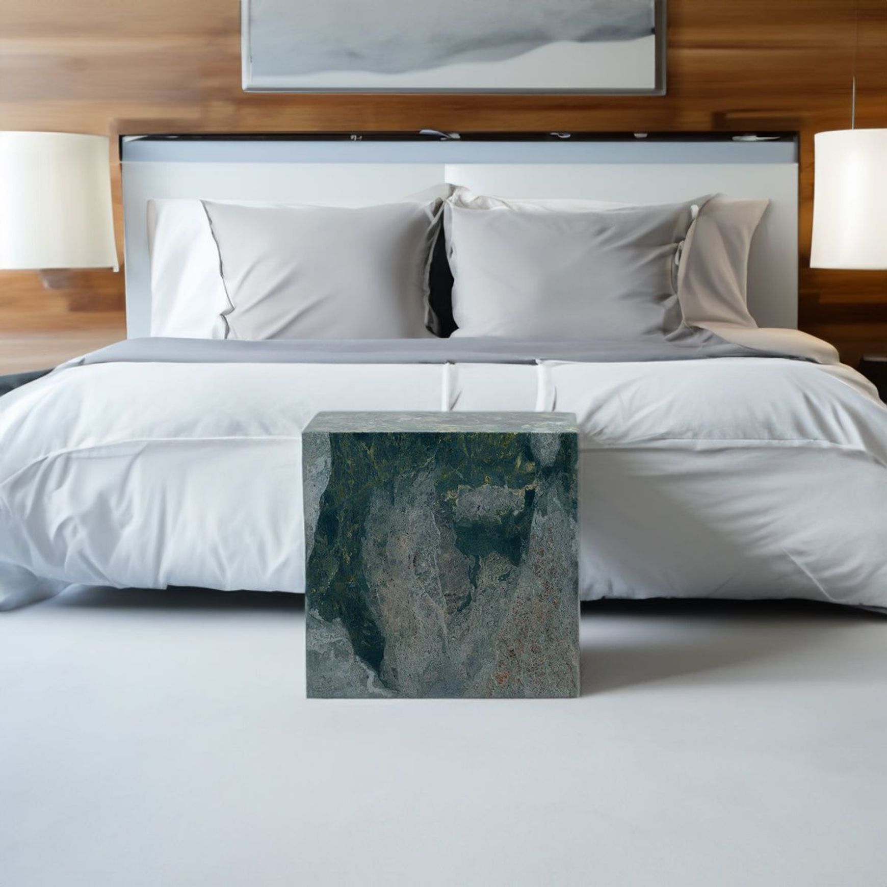 Cube Side Table - Green Marble | Natural Stone Co.