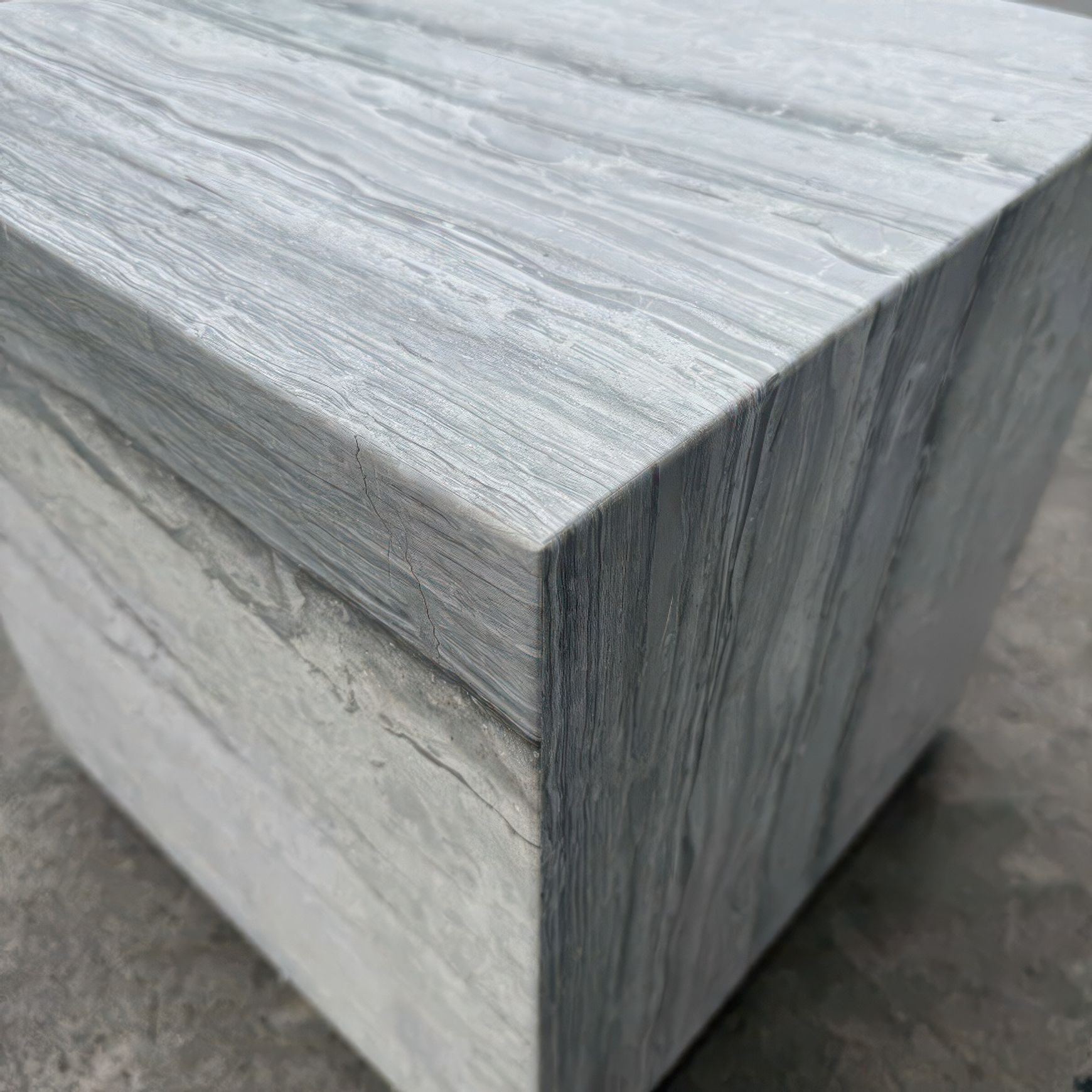 Cube Side Table-Vein Cut Blue Travertine | Natural Stone Co.