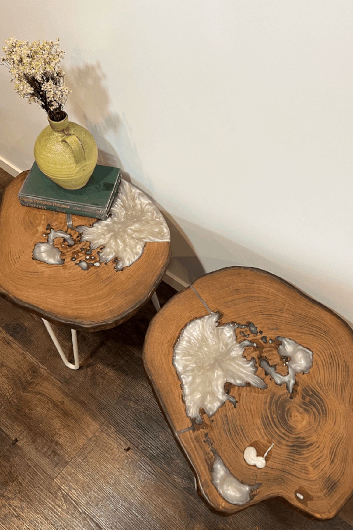 Bespoke Side Tables — Macrocarpa & Epoxy