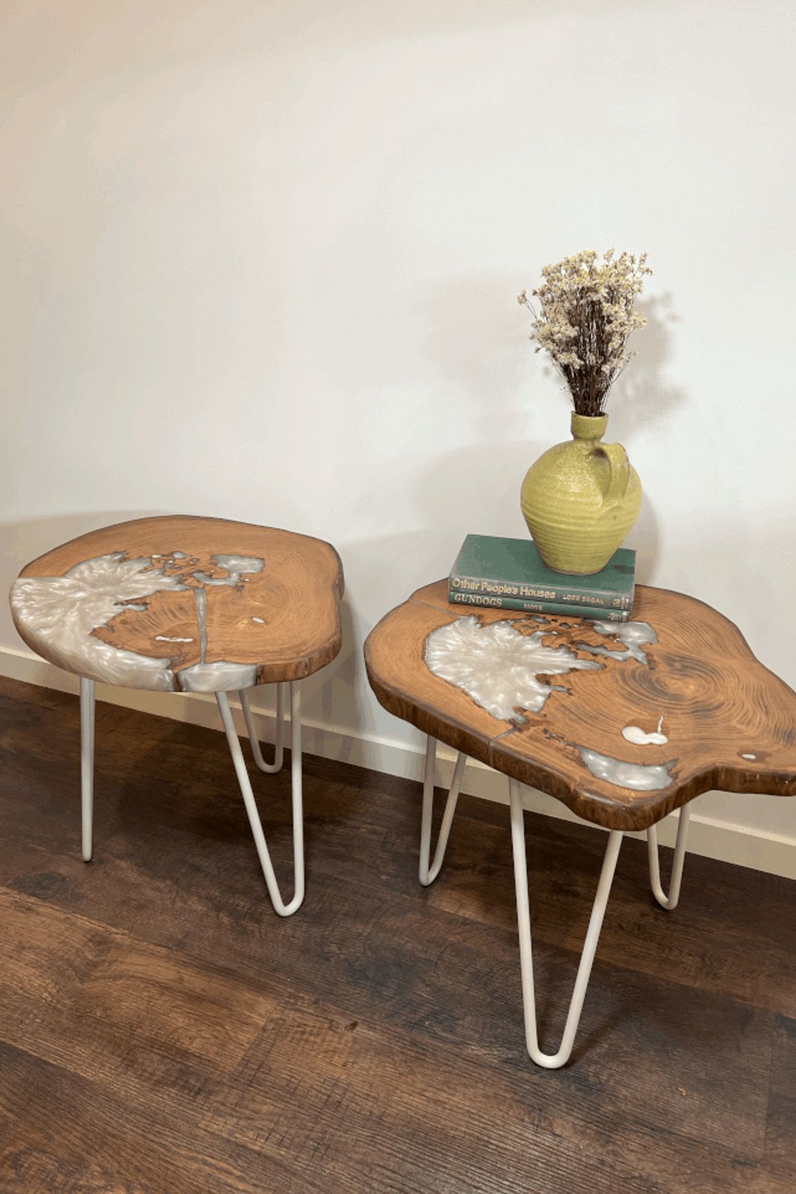 Bespoke Side Tables — Macrocarpa & Epoxy