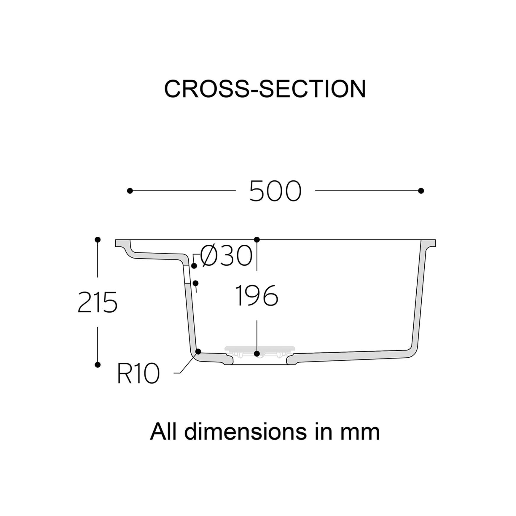 9610 Integrated Sink dimensions