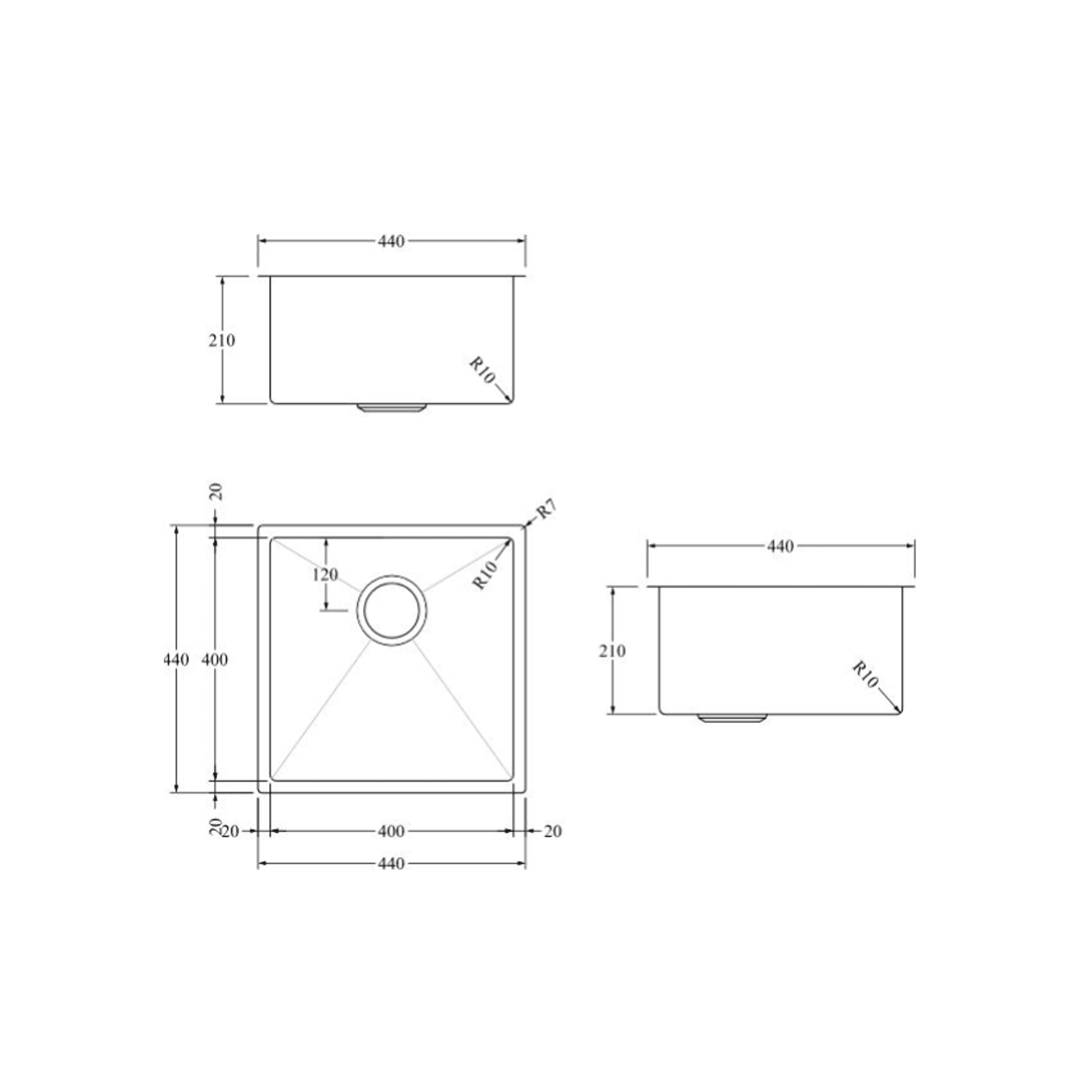 Aspen PVD 400mm Single Kitchen Sinks
