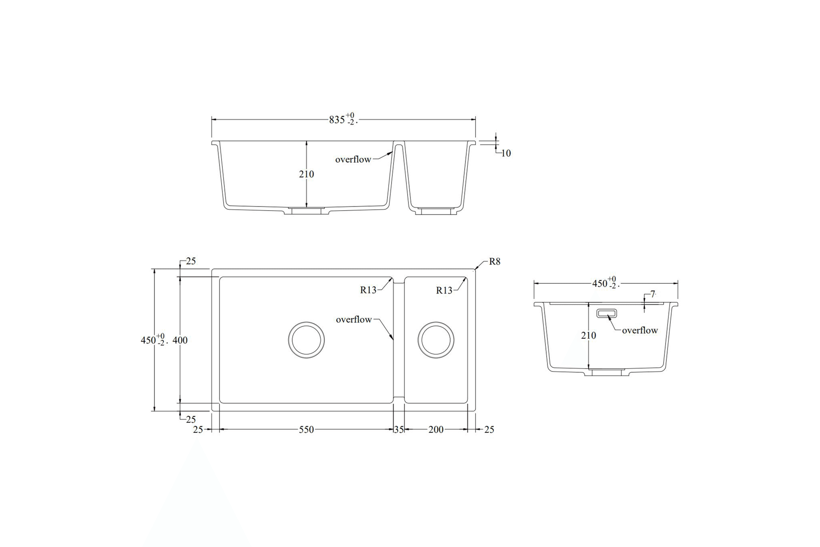 Aura Granite 500/200mm Dual Kitchen Sink Charcoal