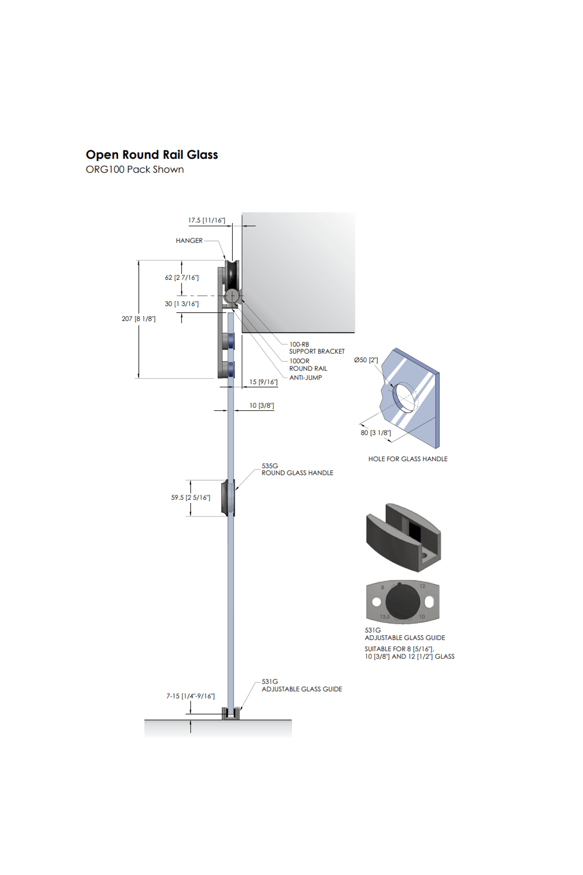 Brio Open Bar Rail for Sliding Doors