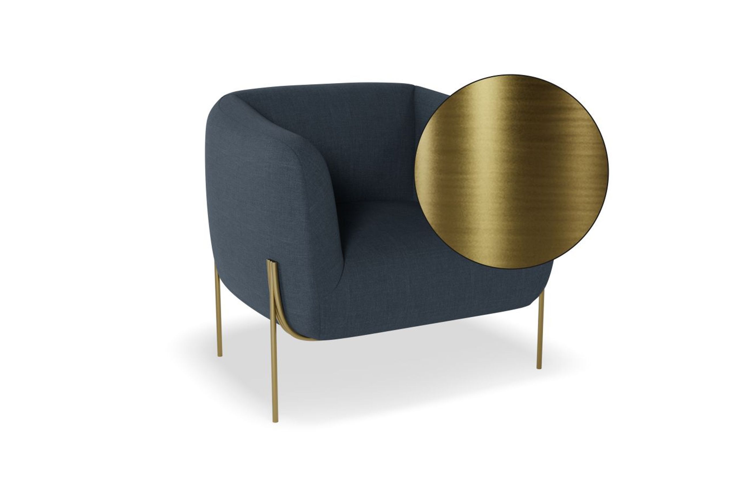 Belle Lounge Chair -Midnight Blue w Brushed Matt Bronze