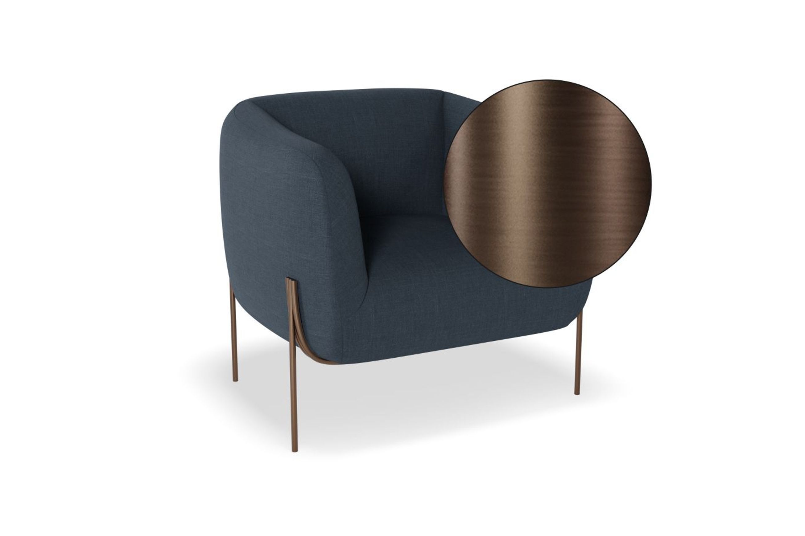 Belle Lounge Chair -Midnight Blue w Brushed Matt Bronze