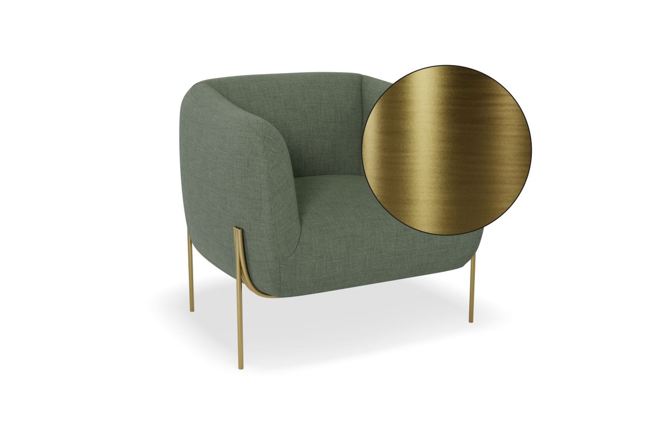 Belle Lounge Chair -Kelp Green-Brushed Matt Bronze Legs