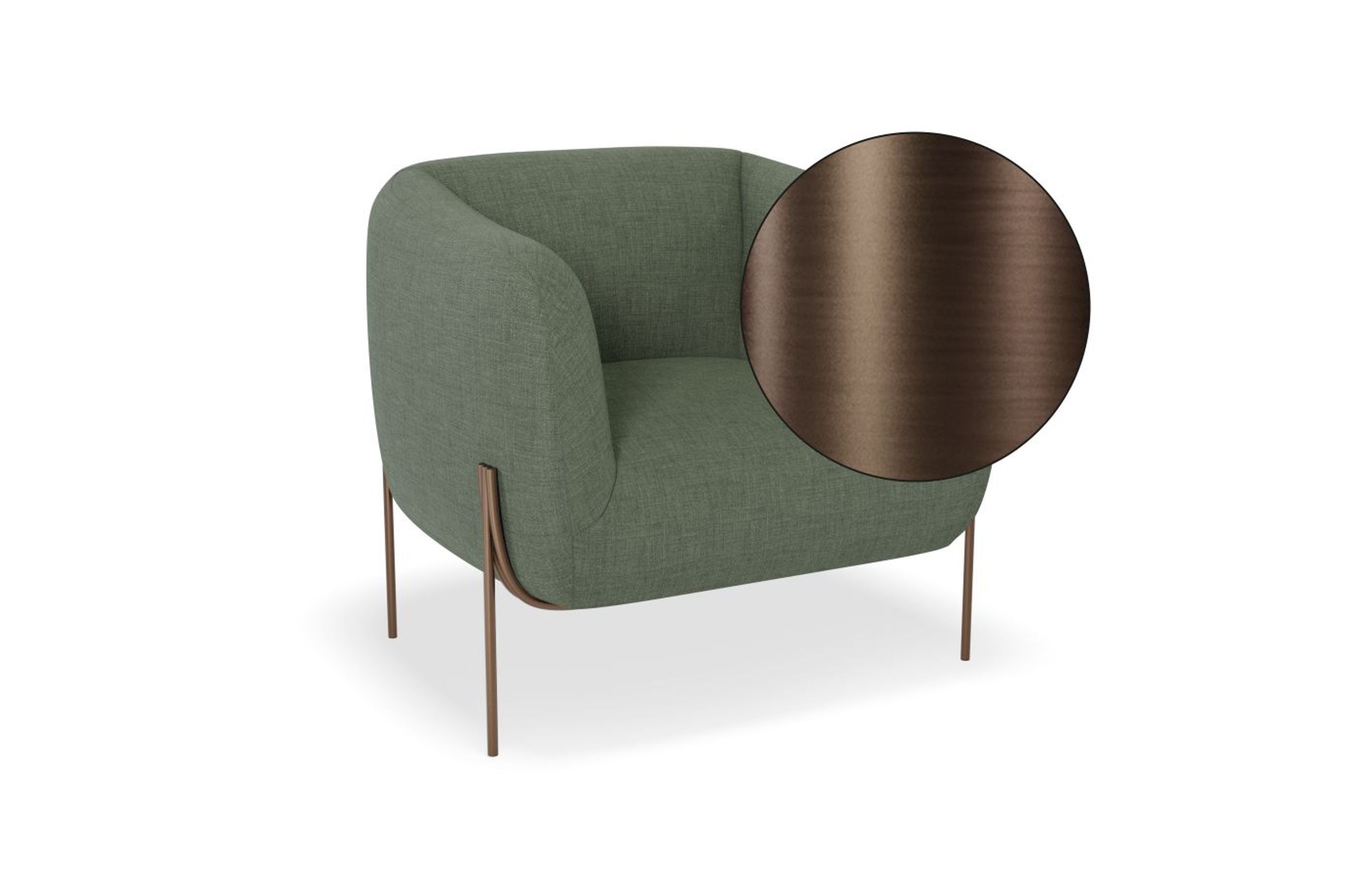 Belle Lounge Chair - Kelp Green -Brushed Matt Gold Legs