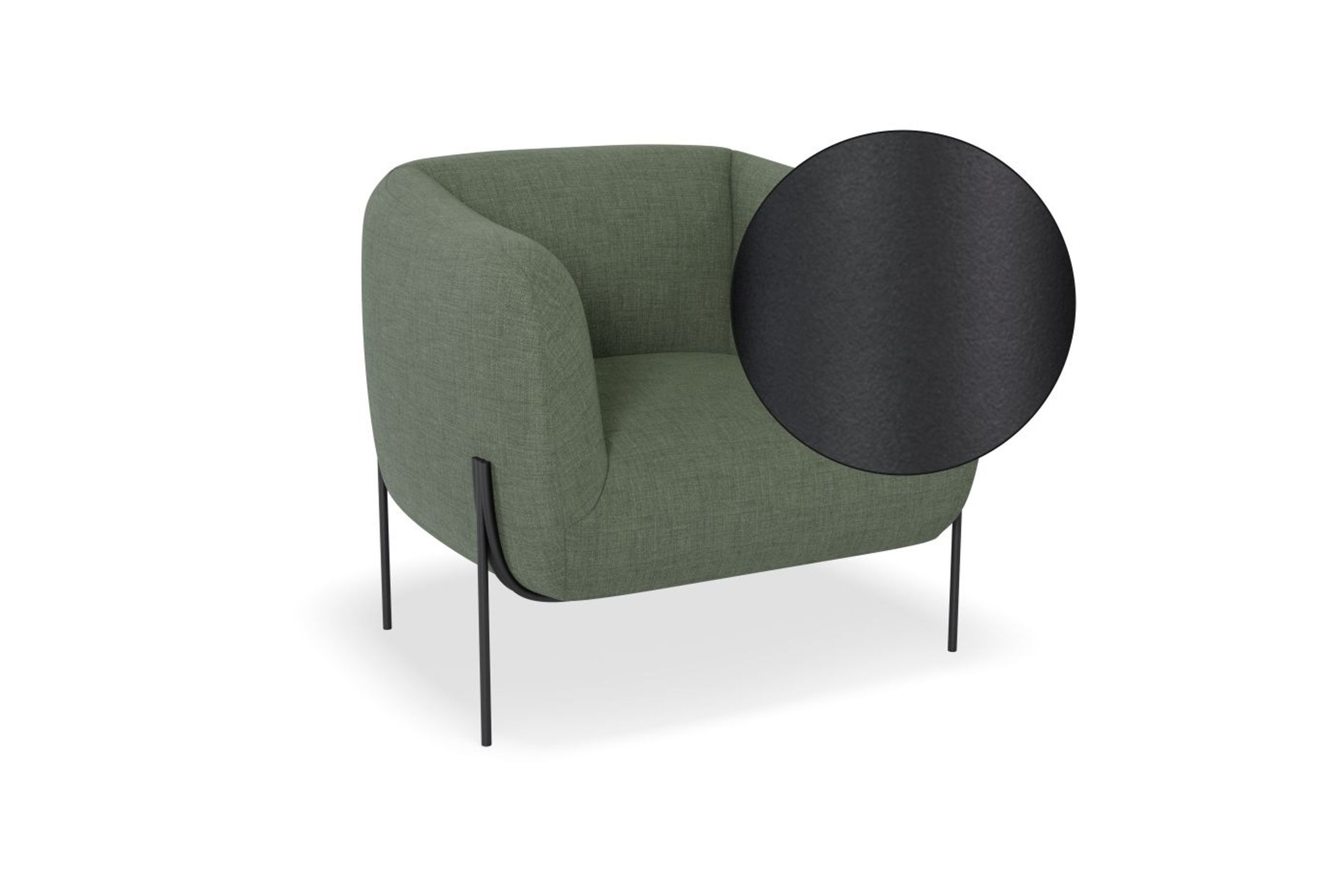 Belle Lounge Chair -Kelp Green-Brushed Matt Bronze Legs