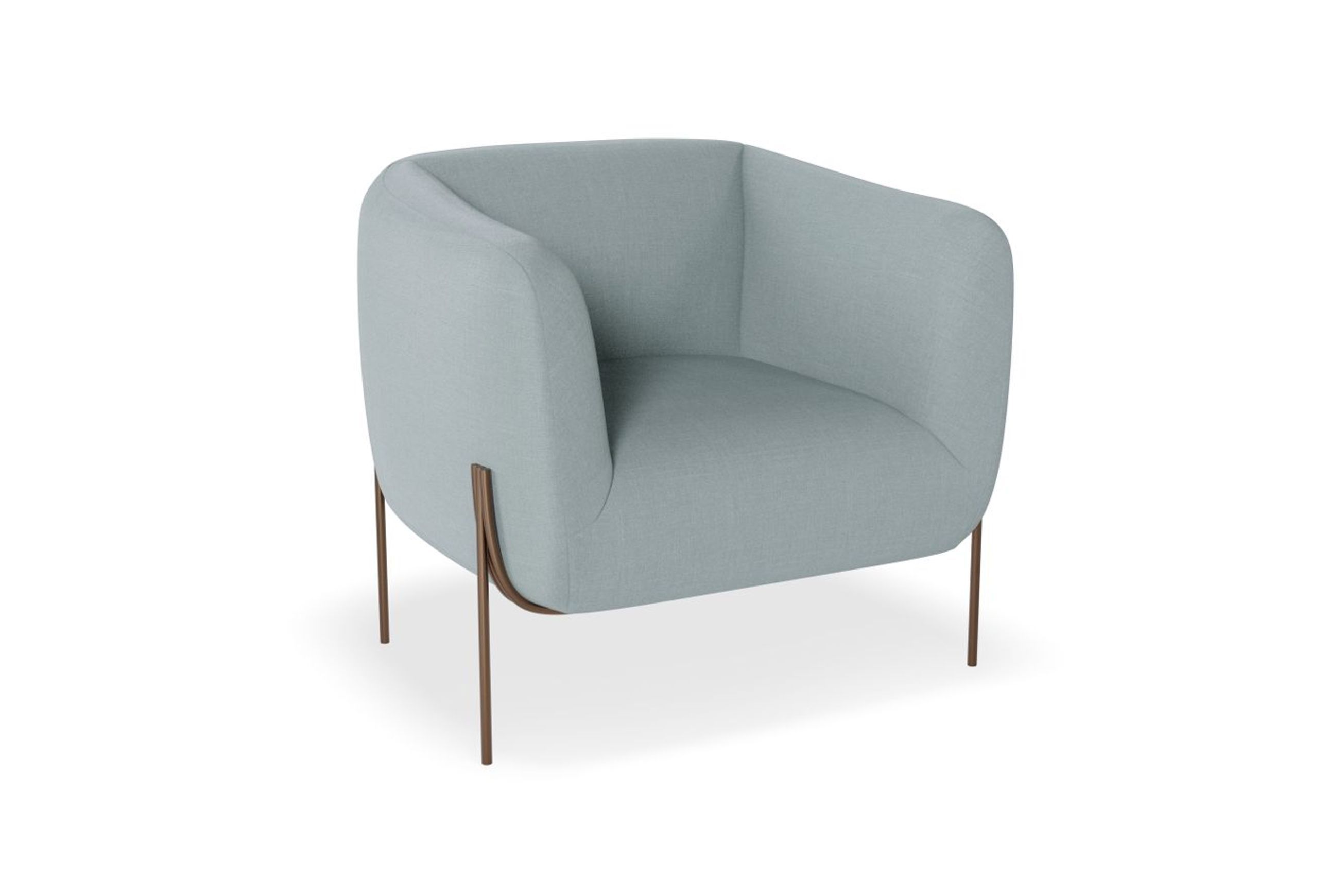 Belle Lounge Chair - Sky Blue -Brushed Matt Bronze Legs
