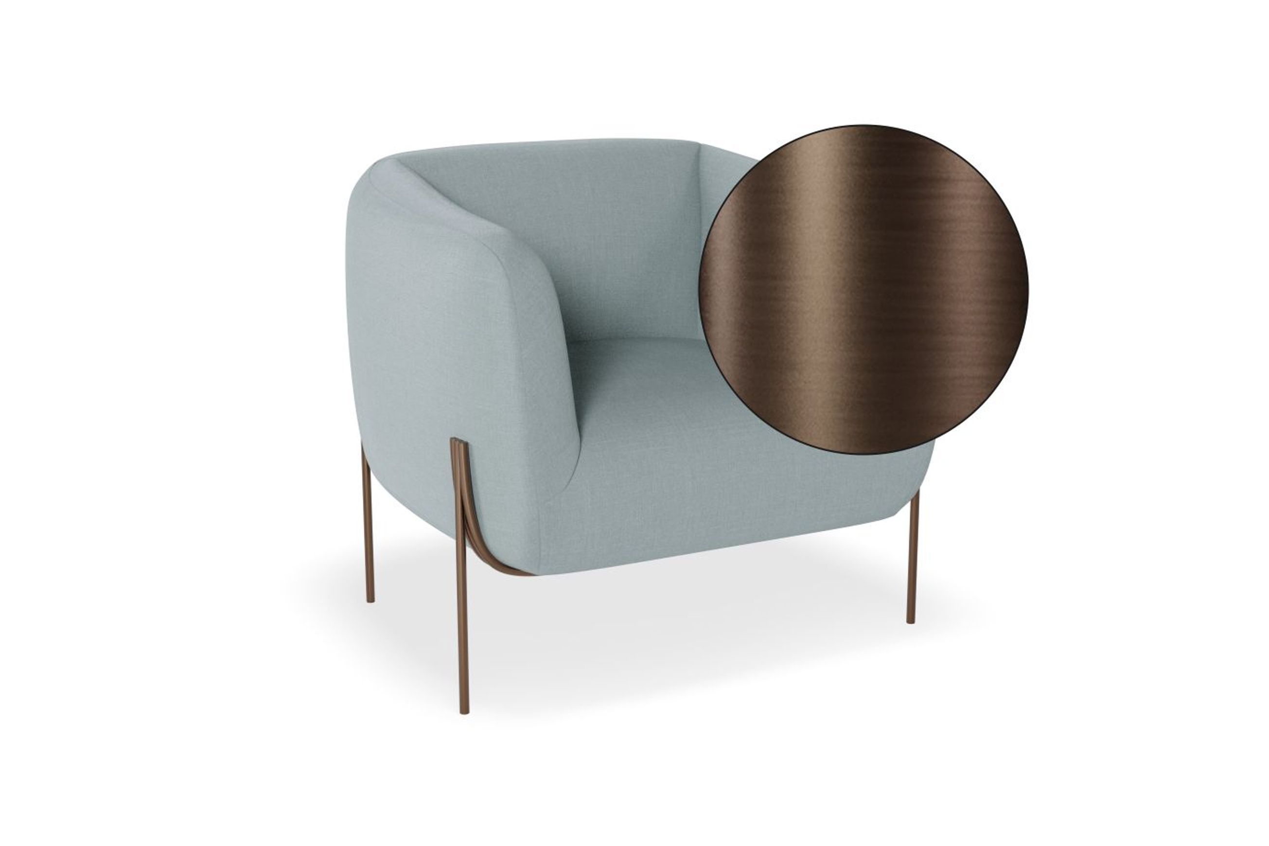 Belle Lounge Chair - Sky Blue -Brushed Matt Bronze Legs