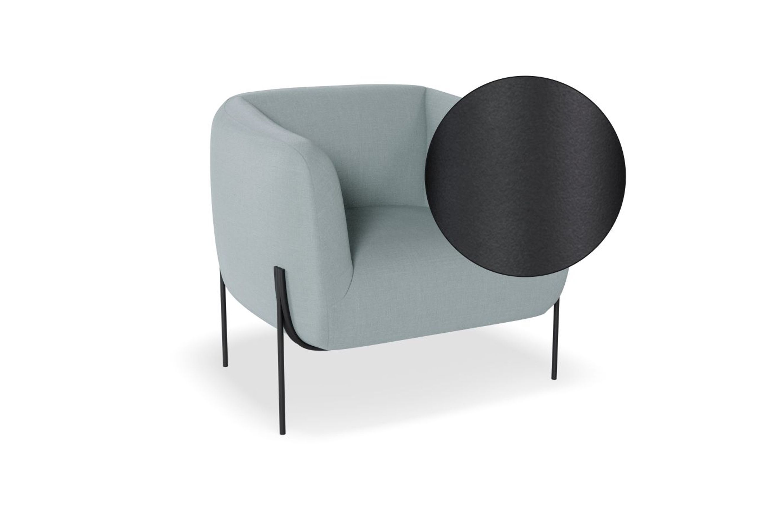 Belle Lounge Chair - Sky Blue - Brushed Matt Gold Legs