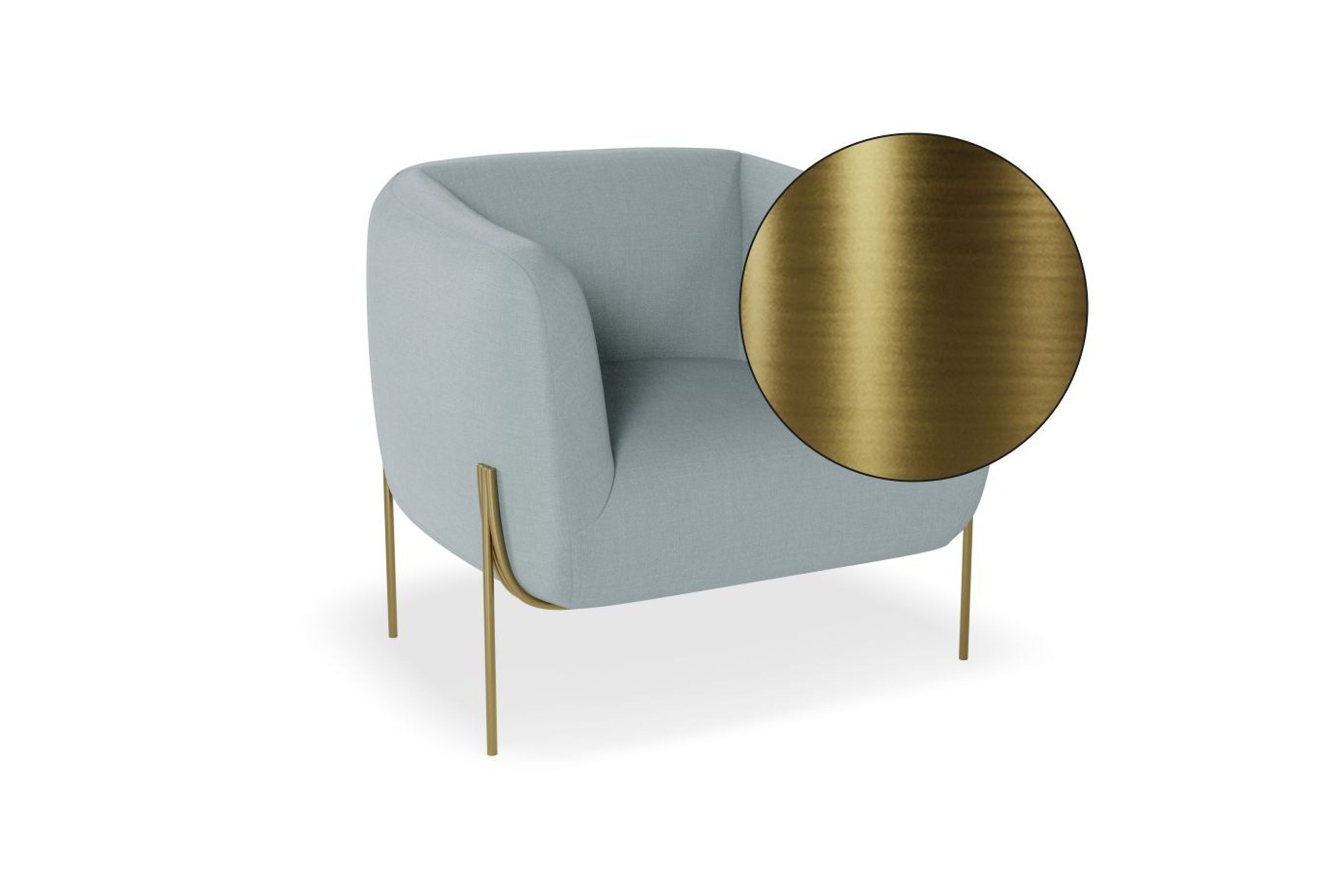 Belle Lounge Chair - Sky Blue - Brushed Matt Gold Legs