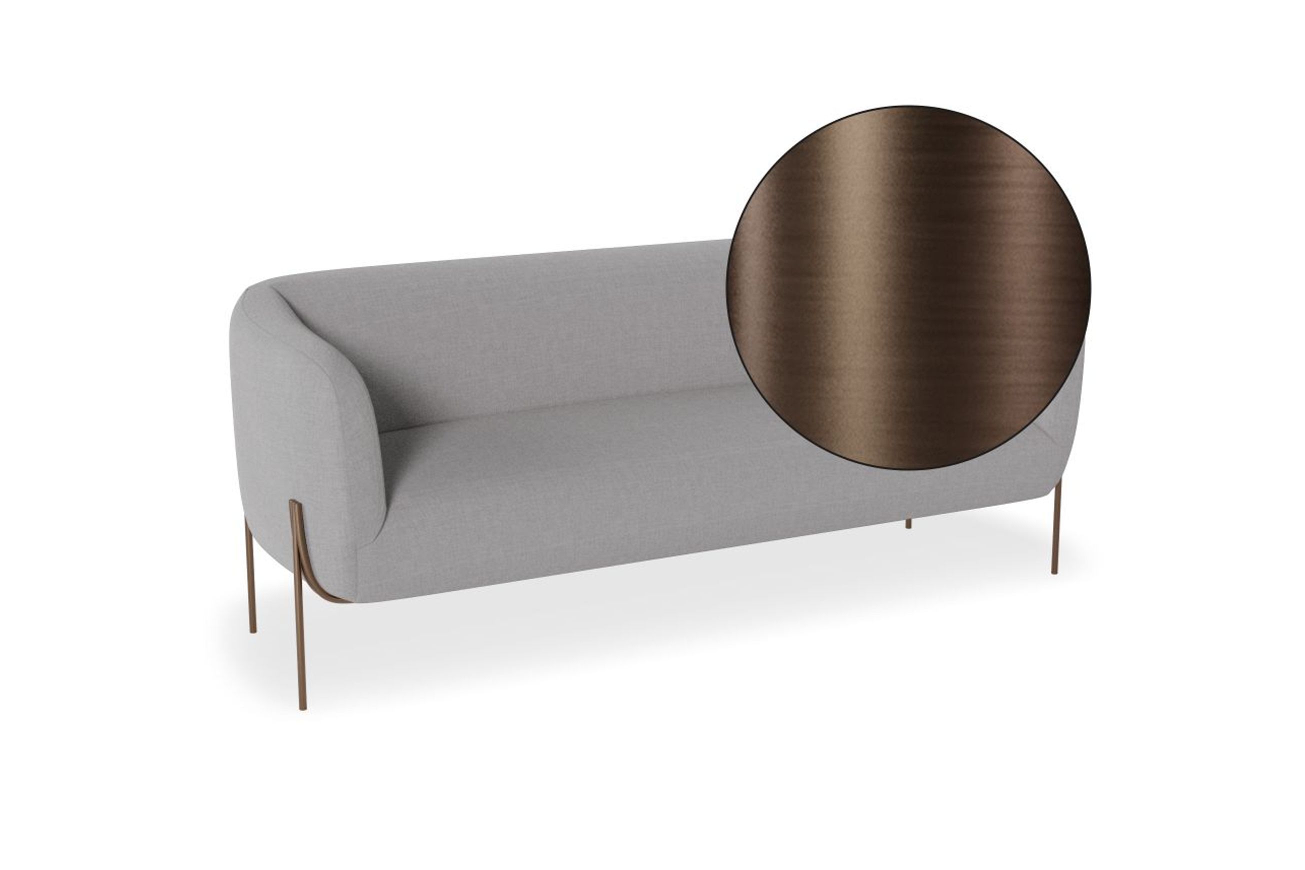 Belle 2.5 Seater Sofa - Cloud Grey w Brushed Matt Gold