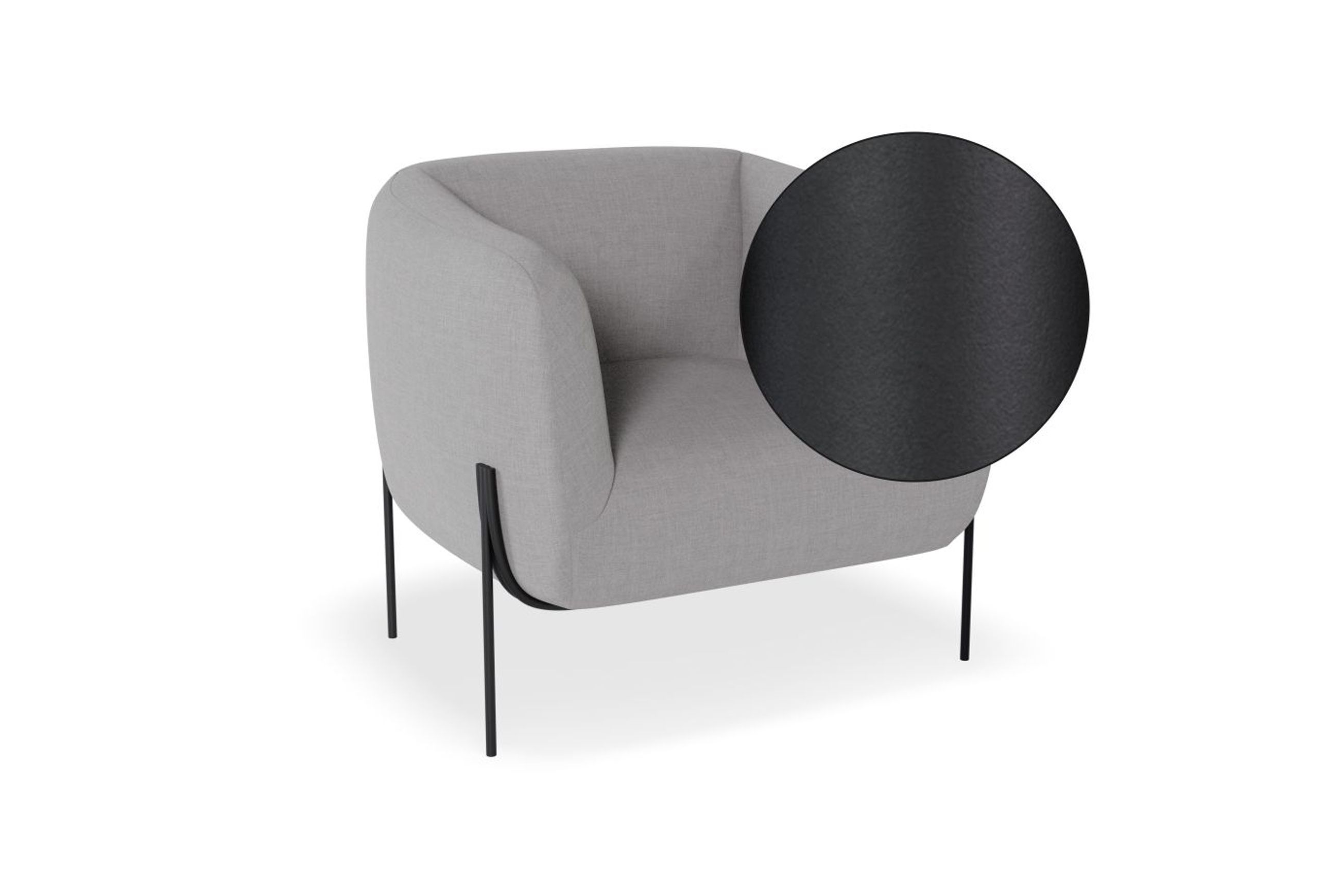 Belle Lounge Chair - Cloud Grey - Matt Black Legs
