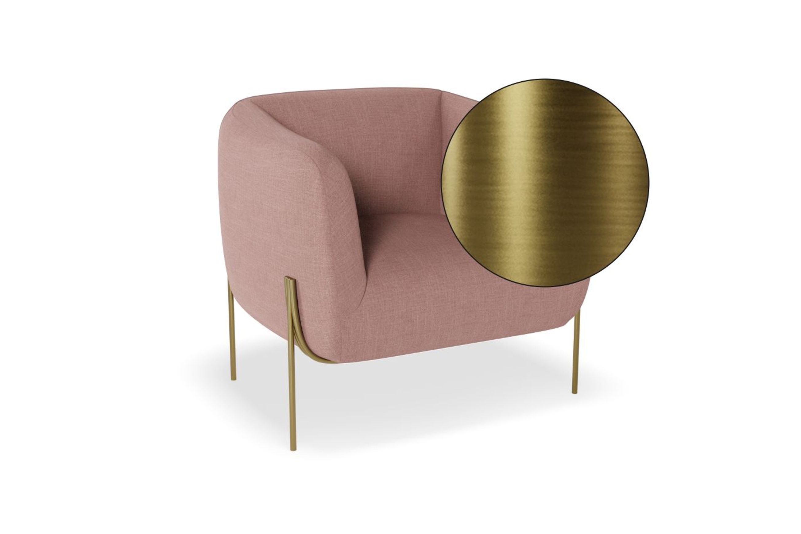 Belle Lounge Chair - Blush Pink -Brushed Matt Gold Legs