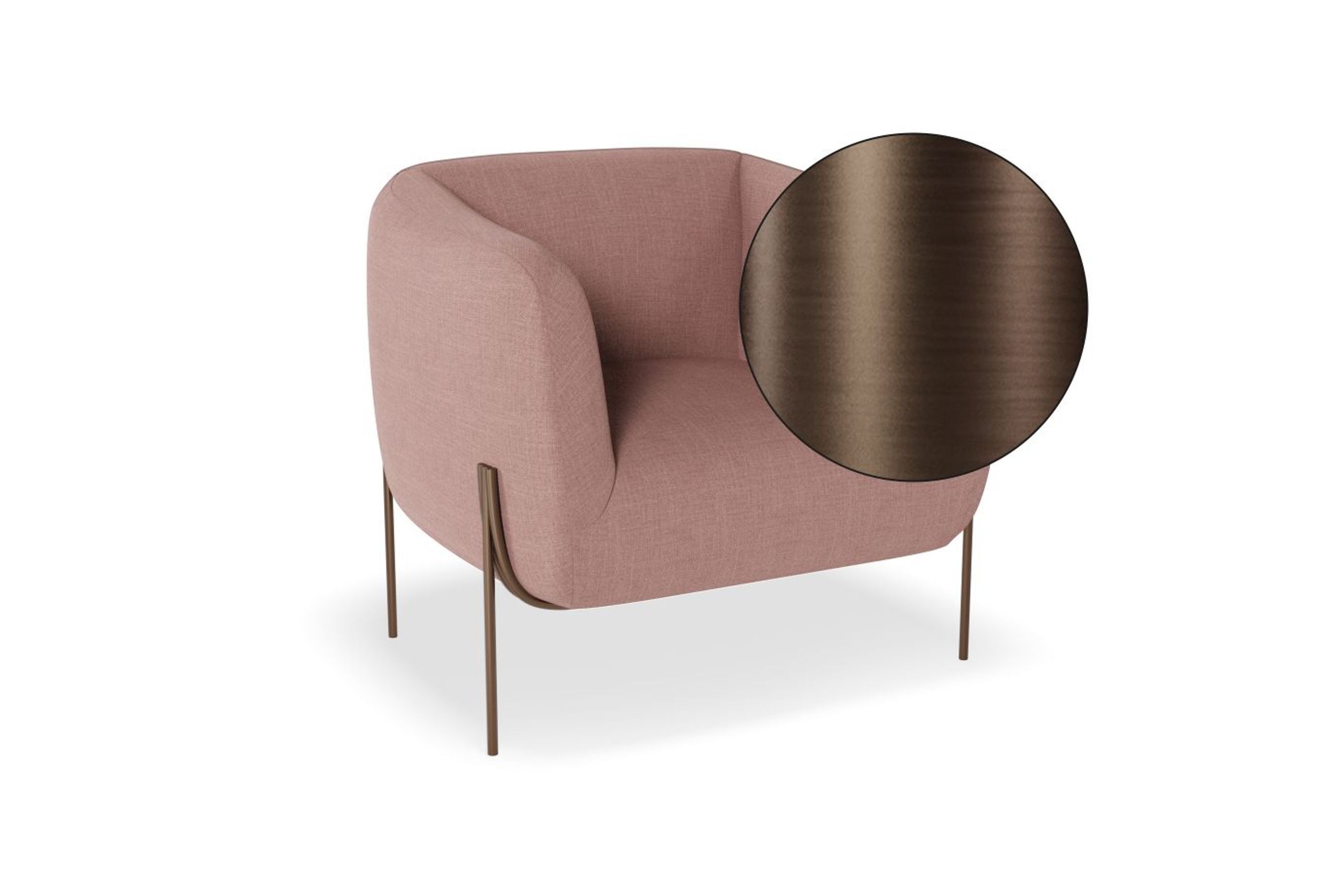 Belle Lounge Chair - Blush Pink -Brushed Matt Gold Legs
